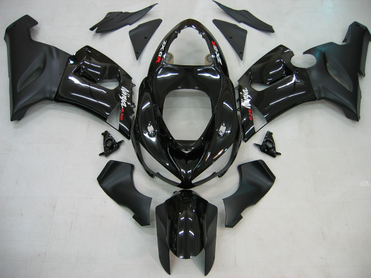 Fairings Kawasaki ZX6R 636 Black ZX6R  Racing  (2005-2006)