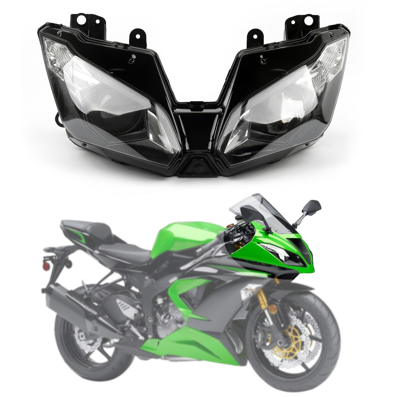 Headlight Assembly Headlamp Kawasaki ZX-6R (2013-2015) Clear