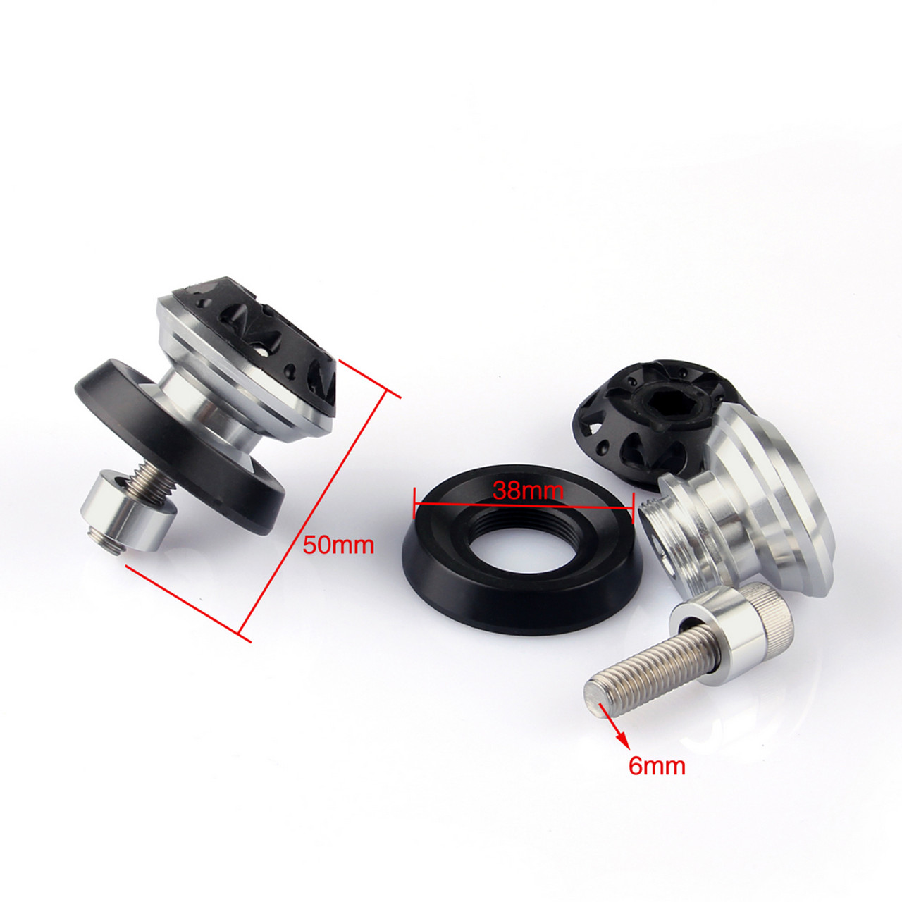 6mm Swingarm Sliders Spools Yamaha Silver