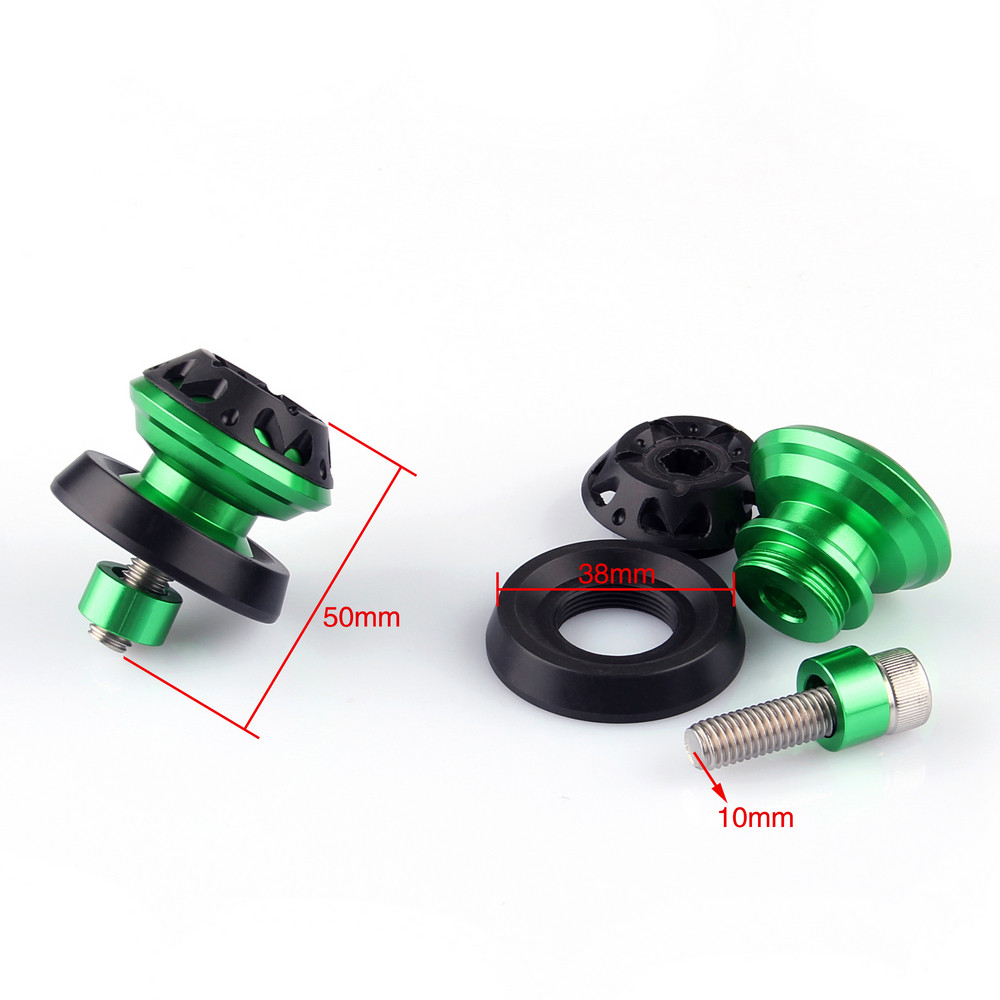 CNC 10mm Swingarm Sliders Spools Kawasaki Green - Mad Hornets