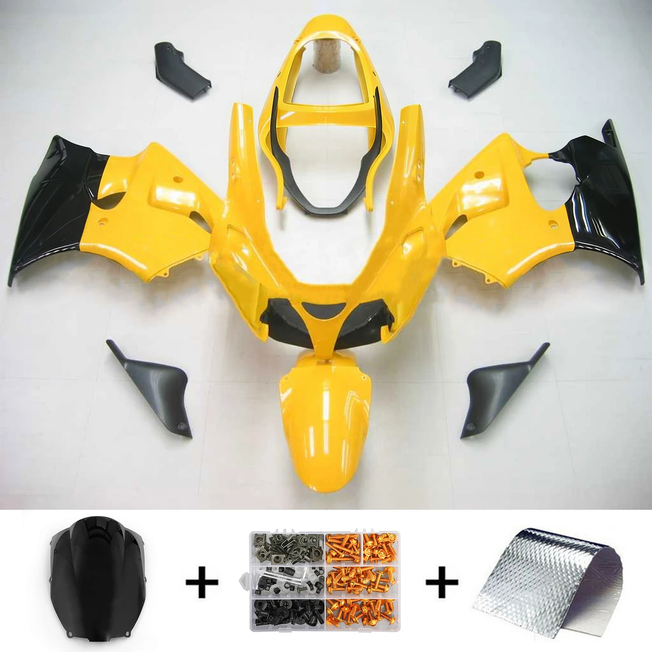Amotopart Fairings Plastics Kawasaki ZX6R 636 00-02 ZZR600 05-08 Yellow ZX6R Racing