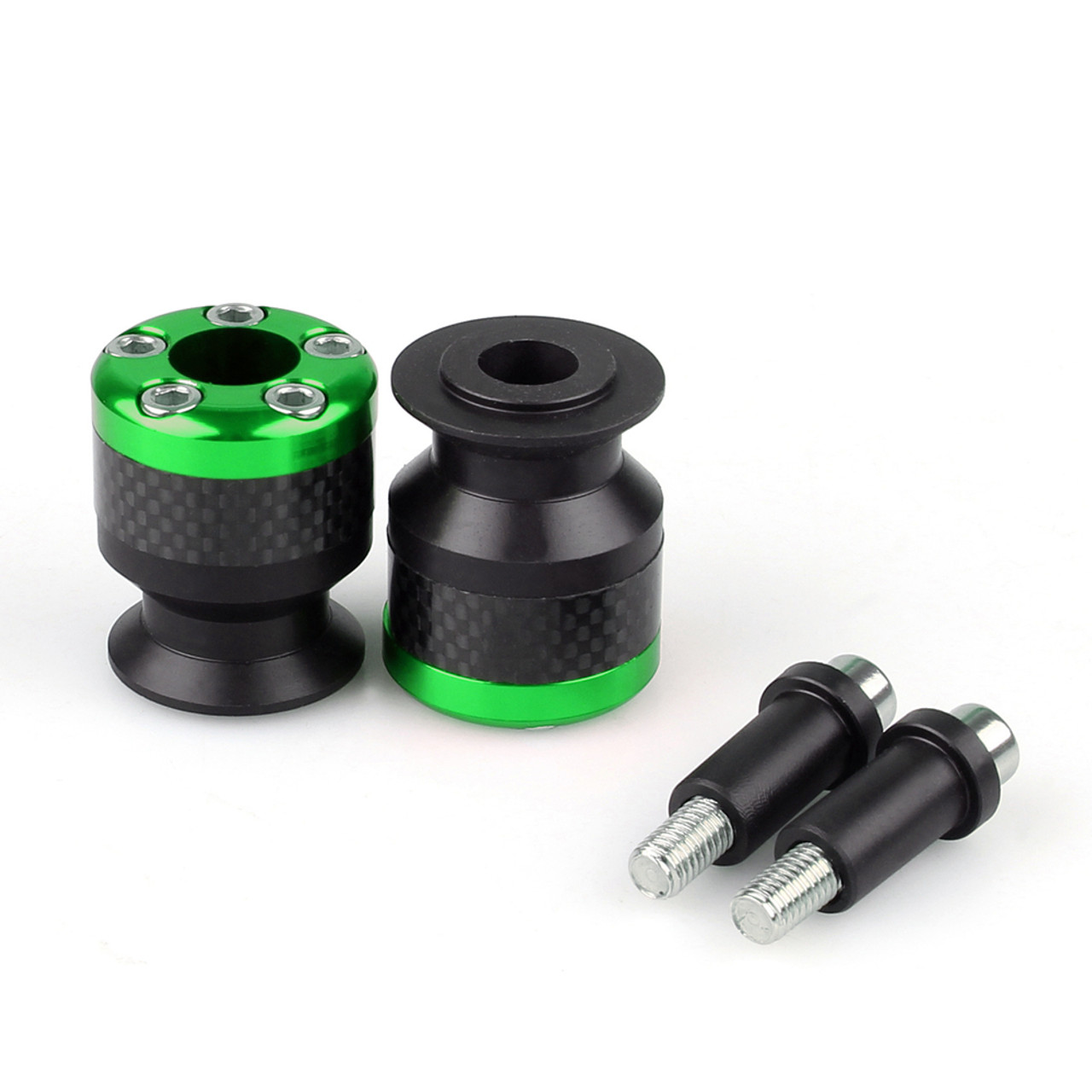 Spools 8MM Carbon Fiber Swingarm Sliders Ducati Honda Suzuki, Green