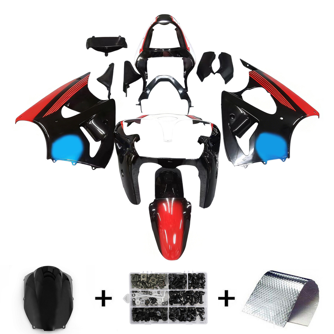 Amotopart Fairings Plastics Kawasaki ZX6R 636 00-02 ZZR600 05-08 Red Black Play Station Racing