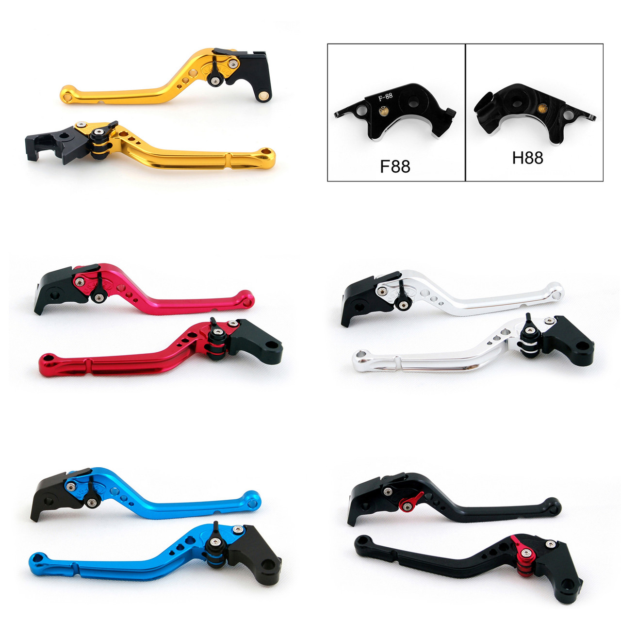 Standard Staff Length Adjustable Brake Clutch Levers Kawasaki ZX1400 ZX14R ZZR1400 2006-2017 (F-88/H-88)