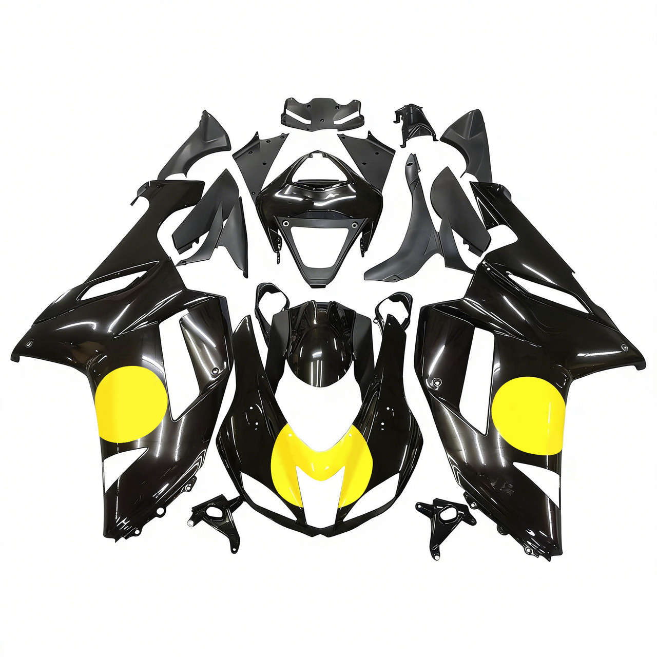 Amotopart Fairings Kawasaki ZX-R ZX636 Black Yellow Racing (2007-2008)