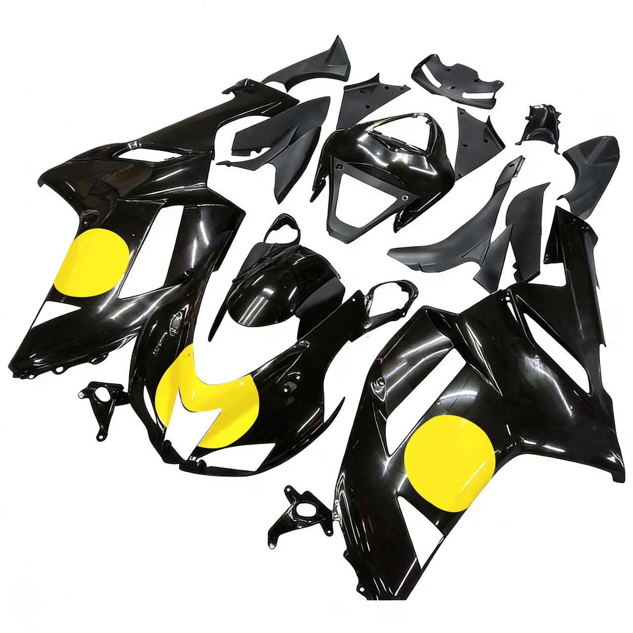 Amotopart Fairings Kawasaki ZX-R ZX636 Black Yellow Racing (2007-2008)