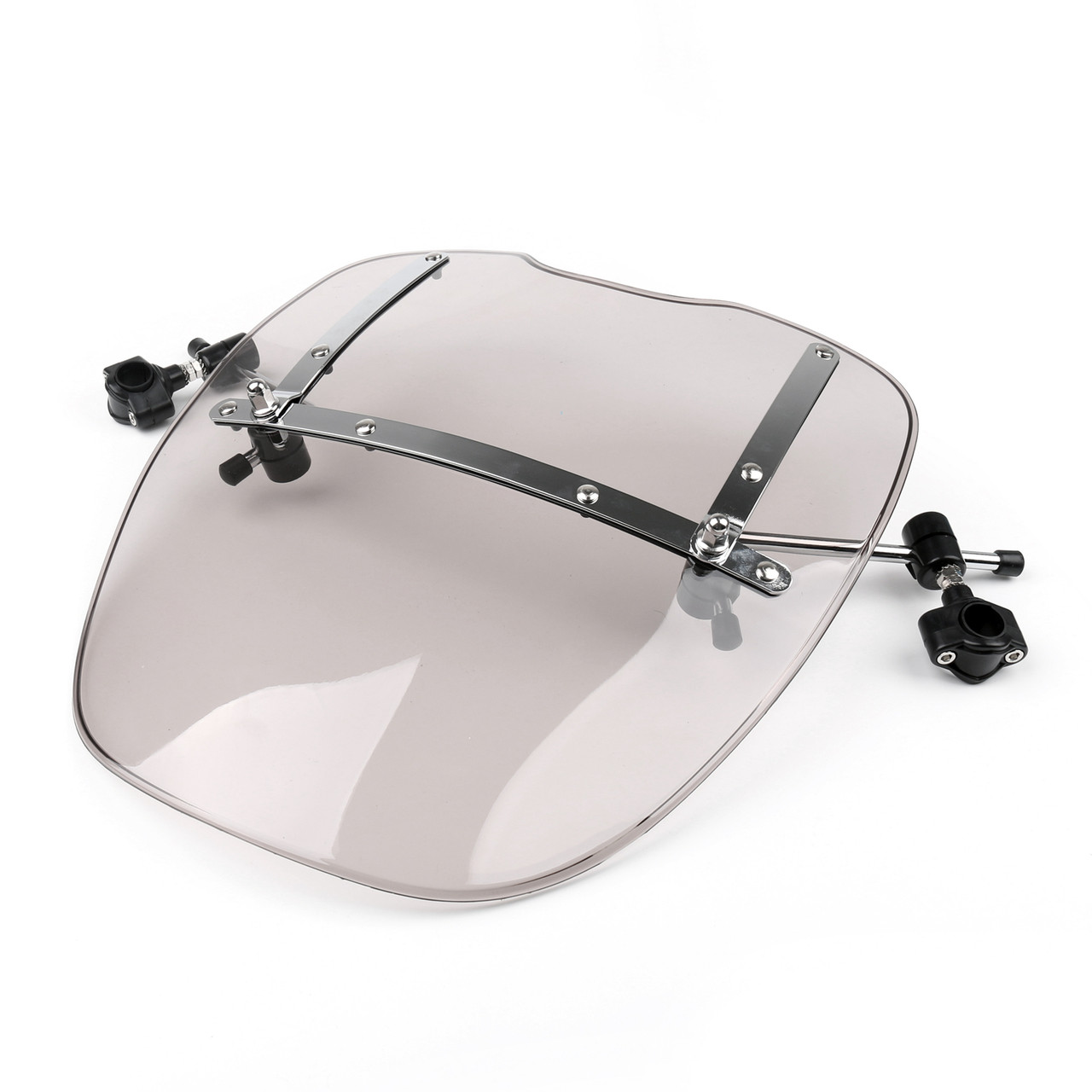 TWOM Smoke Motorcycle Windshield – Universal For 7/8" & 1" Handlebars – Fits Honda Harley Cruisers