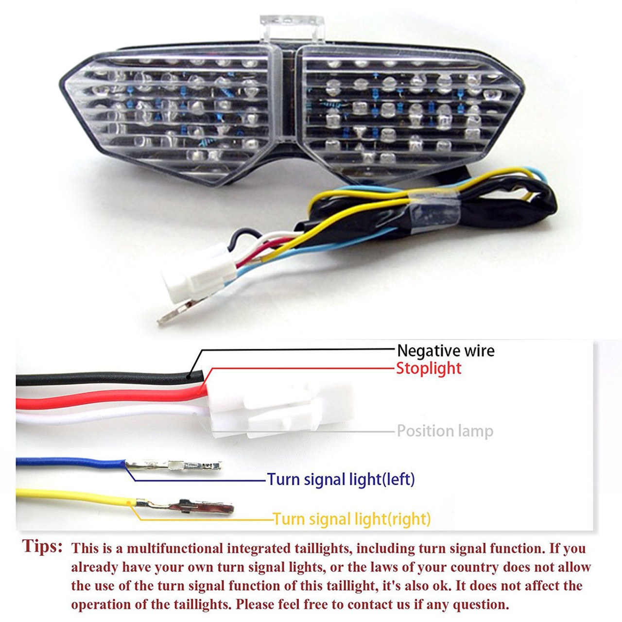 Integrated LED TailLight Turn Signals For Yamaha YZF R6 2003-2005 YZF R6S 2006-2008 Clear