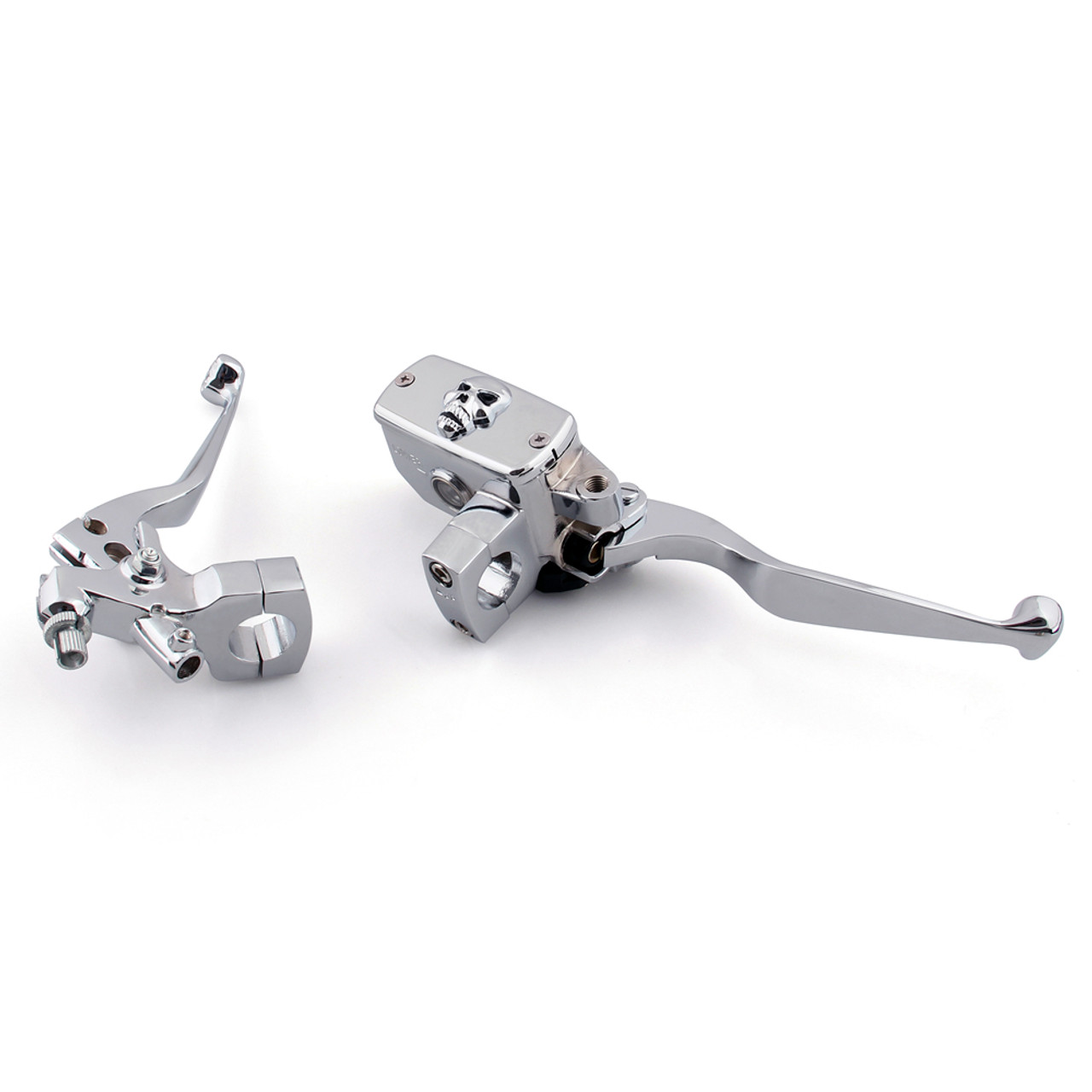 Skull Style Levers Set 1" Hydraulic Brake Cable Clutch Kawasaki Vulcan 800 1500 1600 2000 US, Chrome