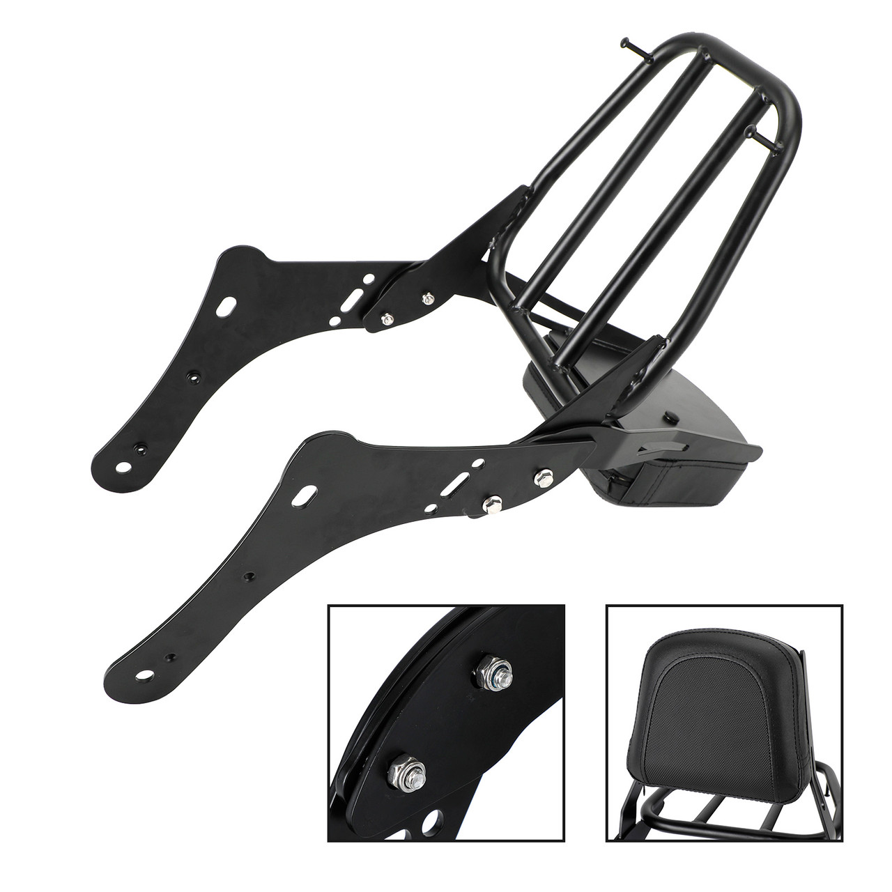 Sissy Bar Backrest Fit for Kawasaki Vulcan S 650 VN650 (2015-2017), Black with Luggage Rack