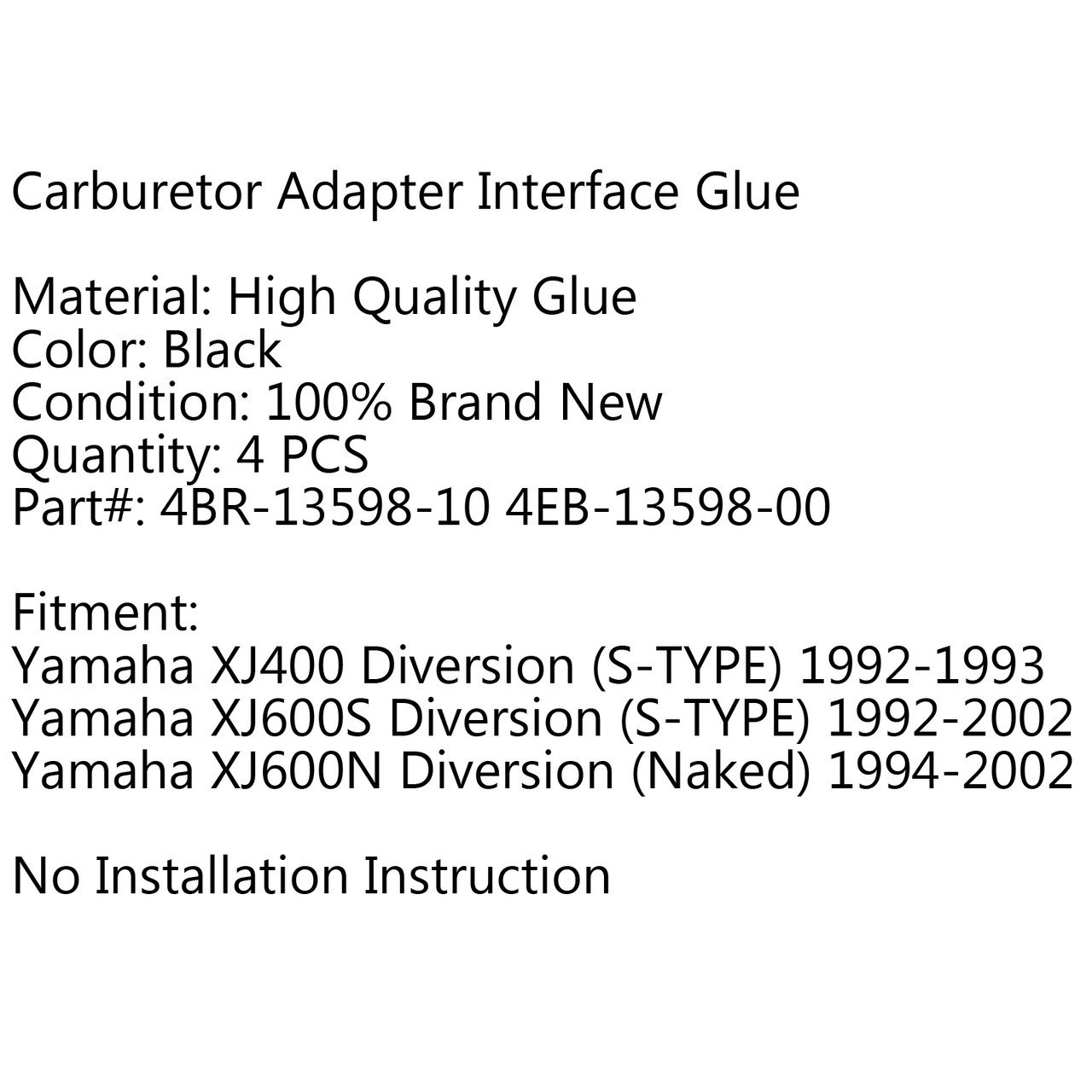 Carburetor Intake Carb Holder Boot Yamaha XJ400 Diversion (S-TYPE) (1992-1993)