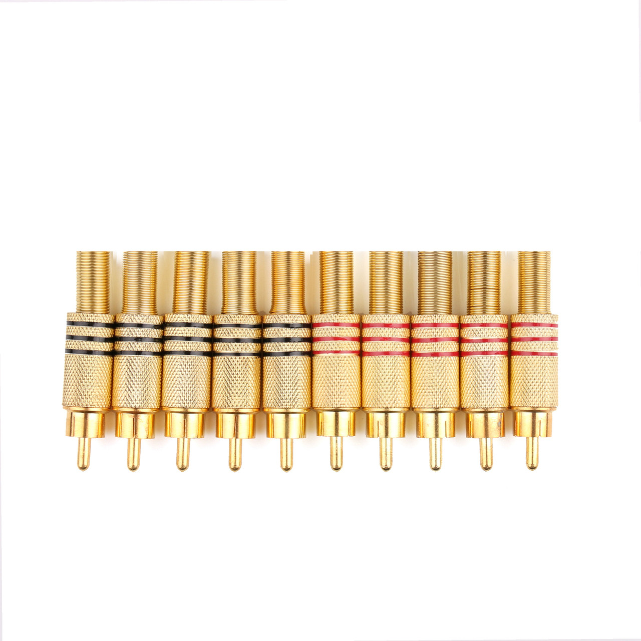 Mad Hornets 10PCS Gold Plated RCA Plug Audio Male Connector W Metal Spring