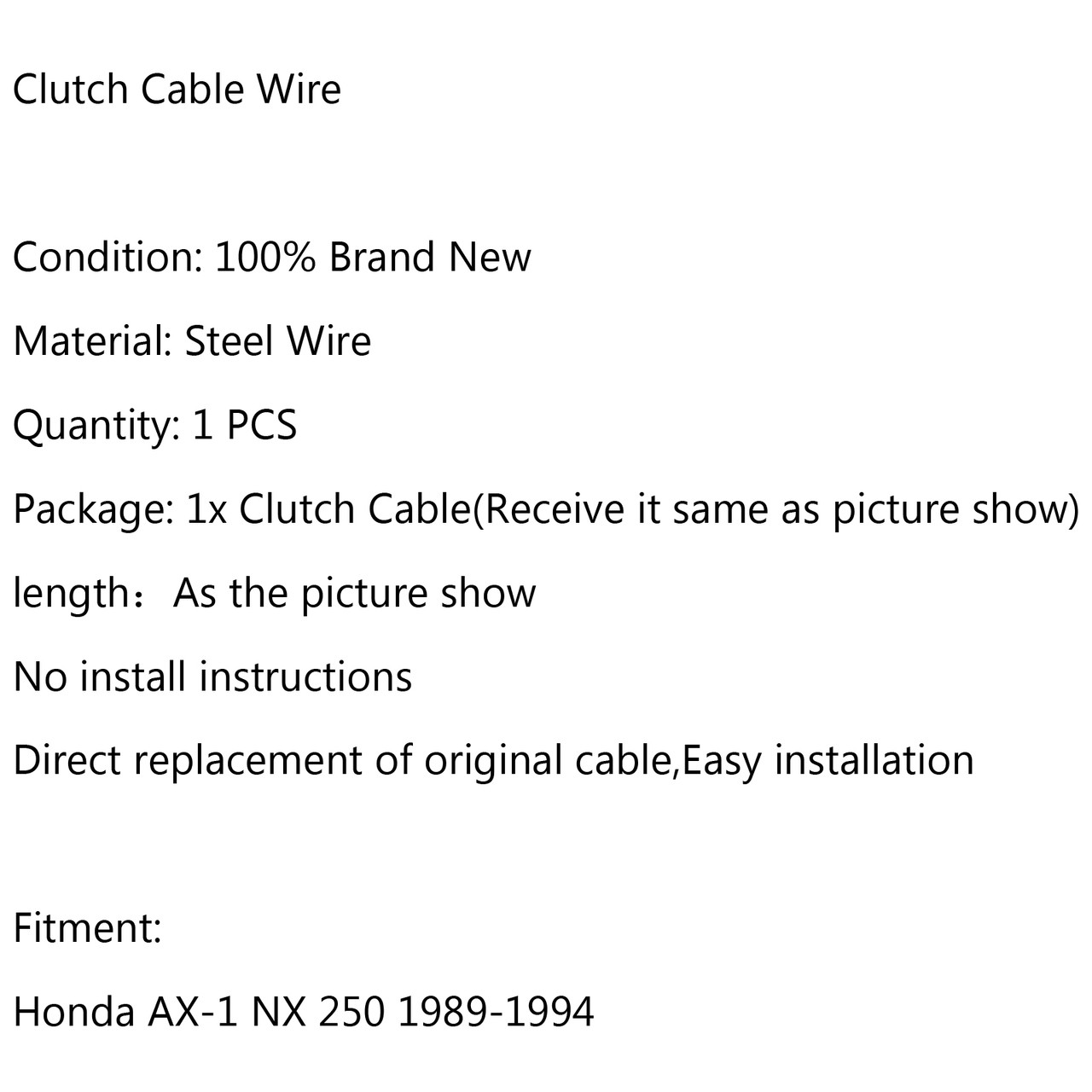 Clutch Cable Wire Steel Braided Honda AX-1 NX 250 (1989-1994)