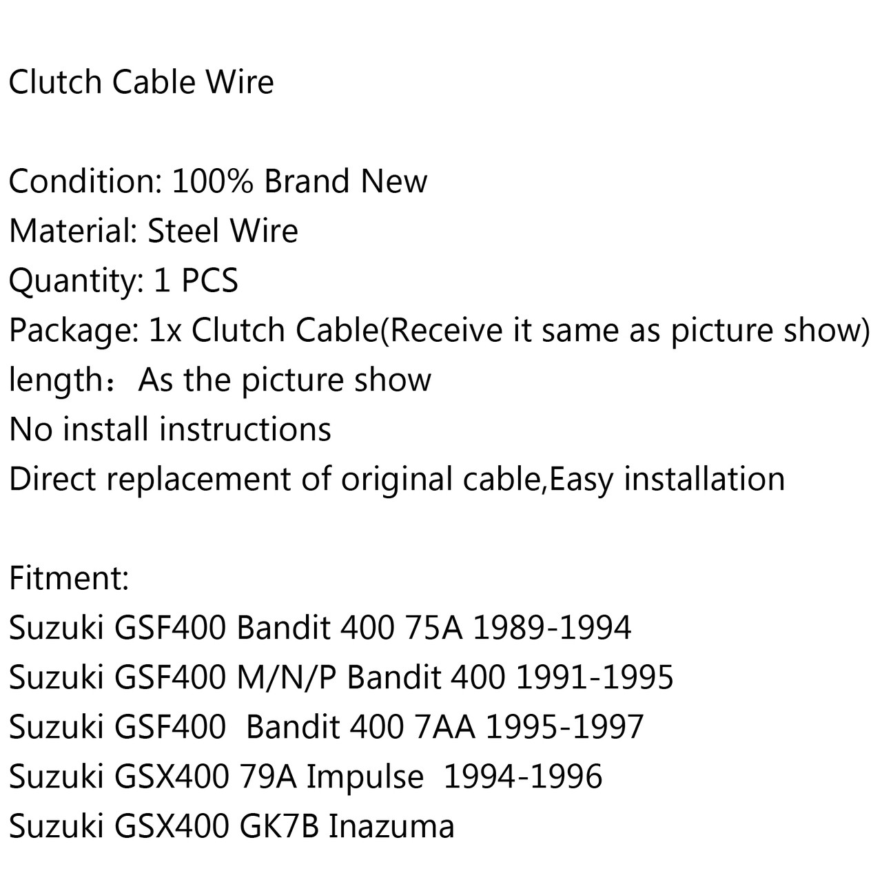 Clutch Cable Suzuki GSF400 M N P Bandit 400 75A GSX400 79A GK7B Inazuma