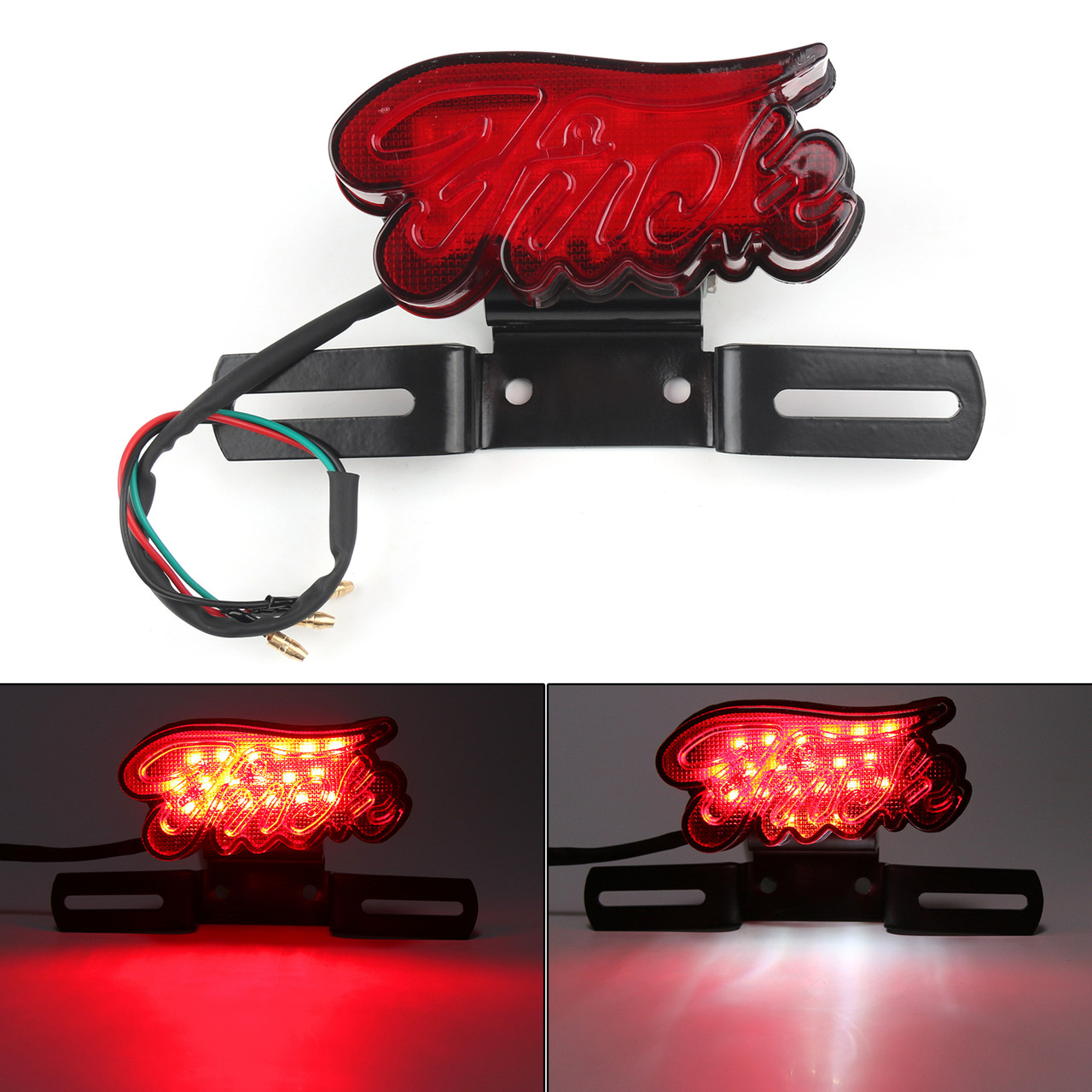 LED Brake Tail Light Running Lamp Plastic Housing For Harley Chopper Motorcycle, Red