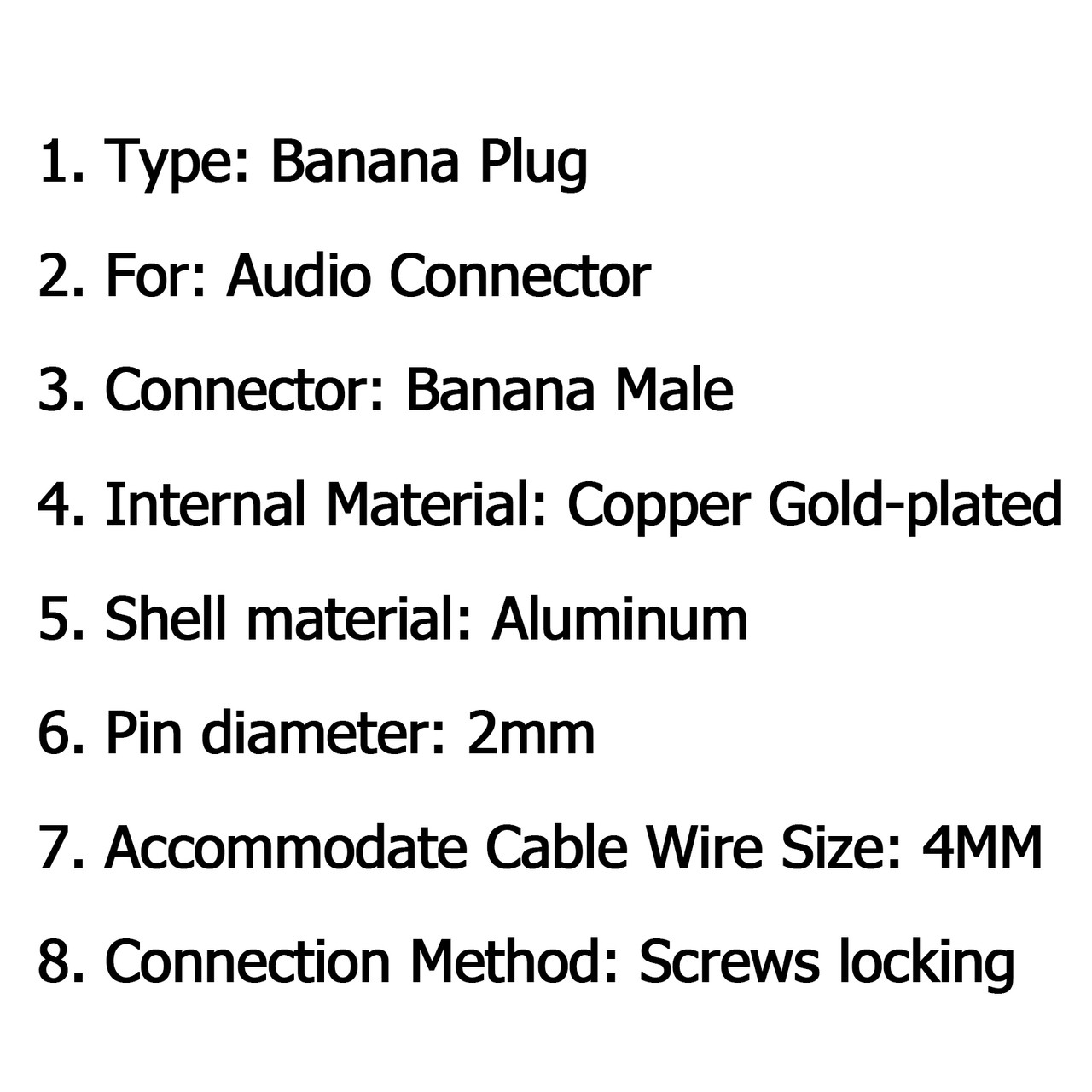 Mad Hornets 1PCS 2mm Banana Pin Plug Gold Plated Aluminum Shell Audio Speaker Adapter Blk (I002-A1000-Blk-1PCS)