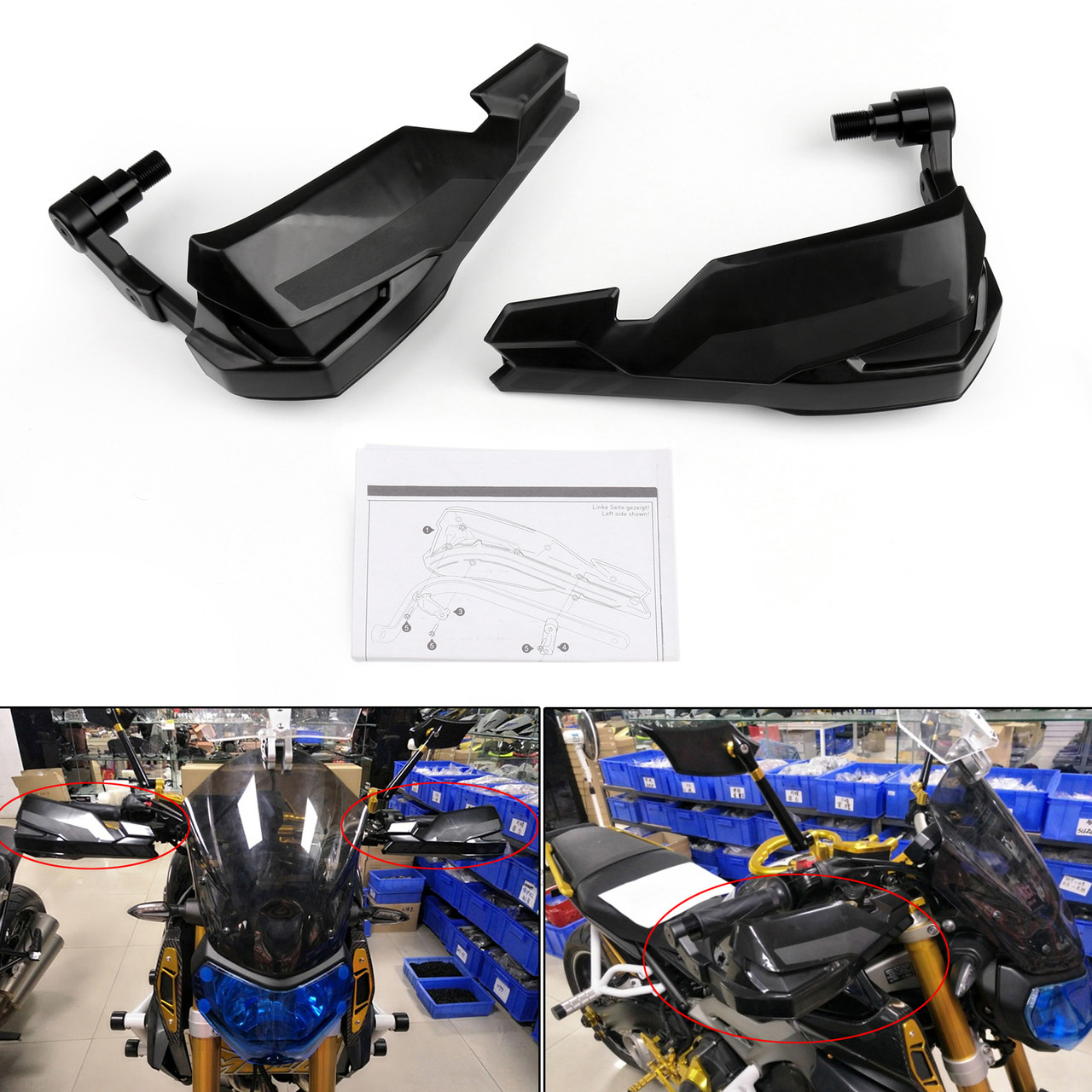 Pro Guard Brush Bar Hand Lever Protection Kit For Yamaha MT-07 MT-09 XT1200Z/X XJR1300 XSR700 MT125 Black