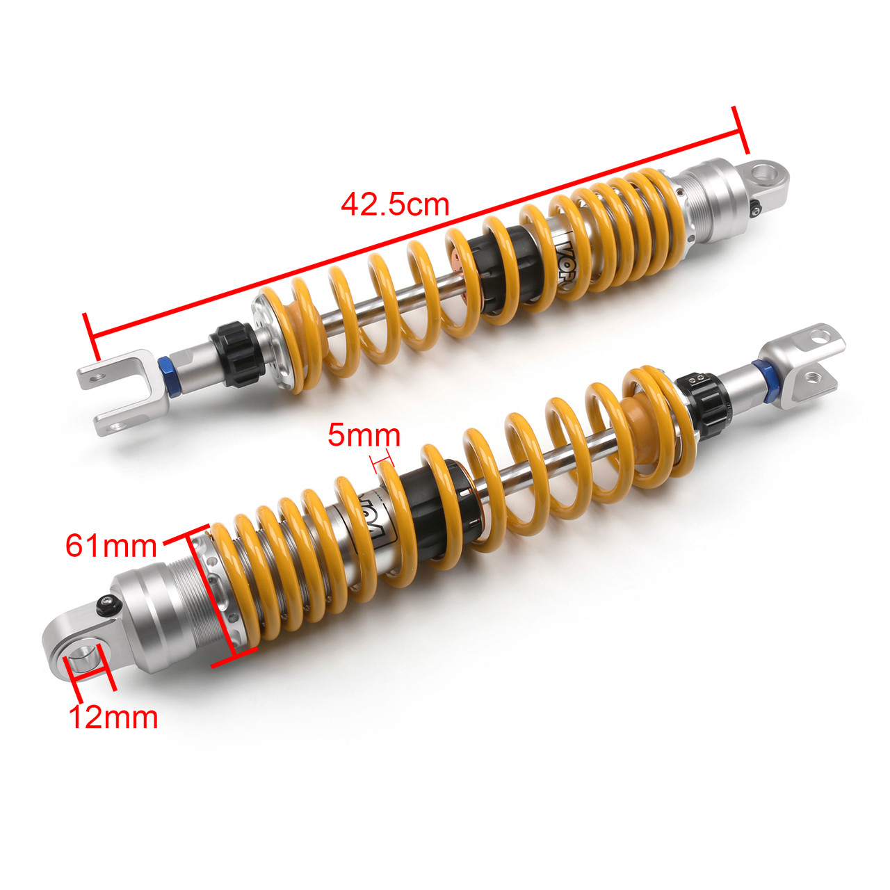 425mm Rear Air Shock Absorbers Suspension For Honda Silver Wing 600, Gold