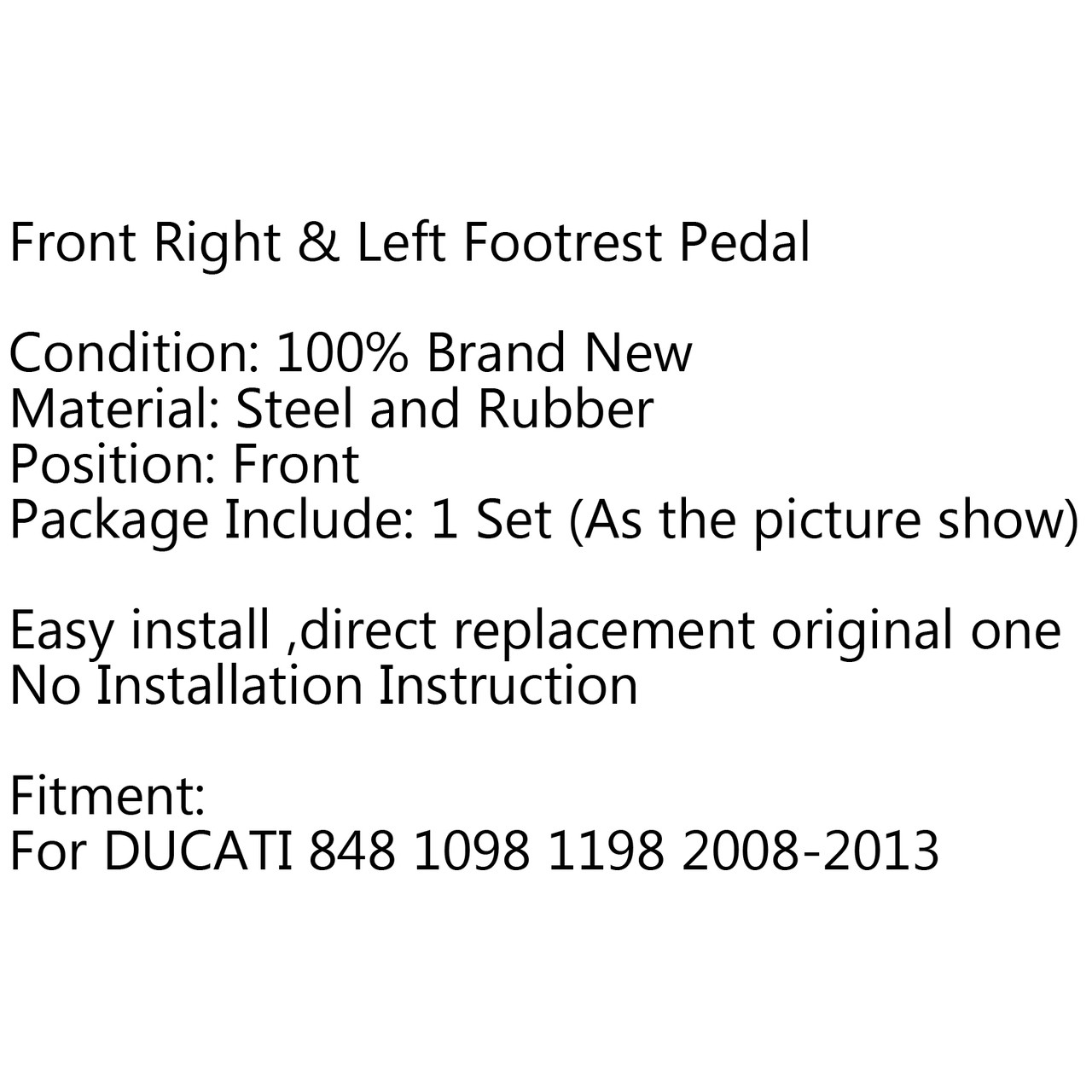 Front Footrest Pedals Foot Pegs For Suzuki GSX1200 (98-00) GSX 750 W/X/Y/K1 Left (98-03) GSXR1100 (90-98)