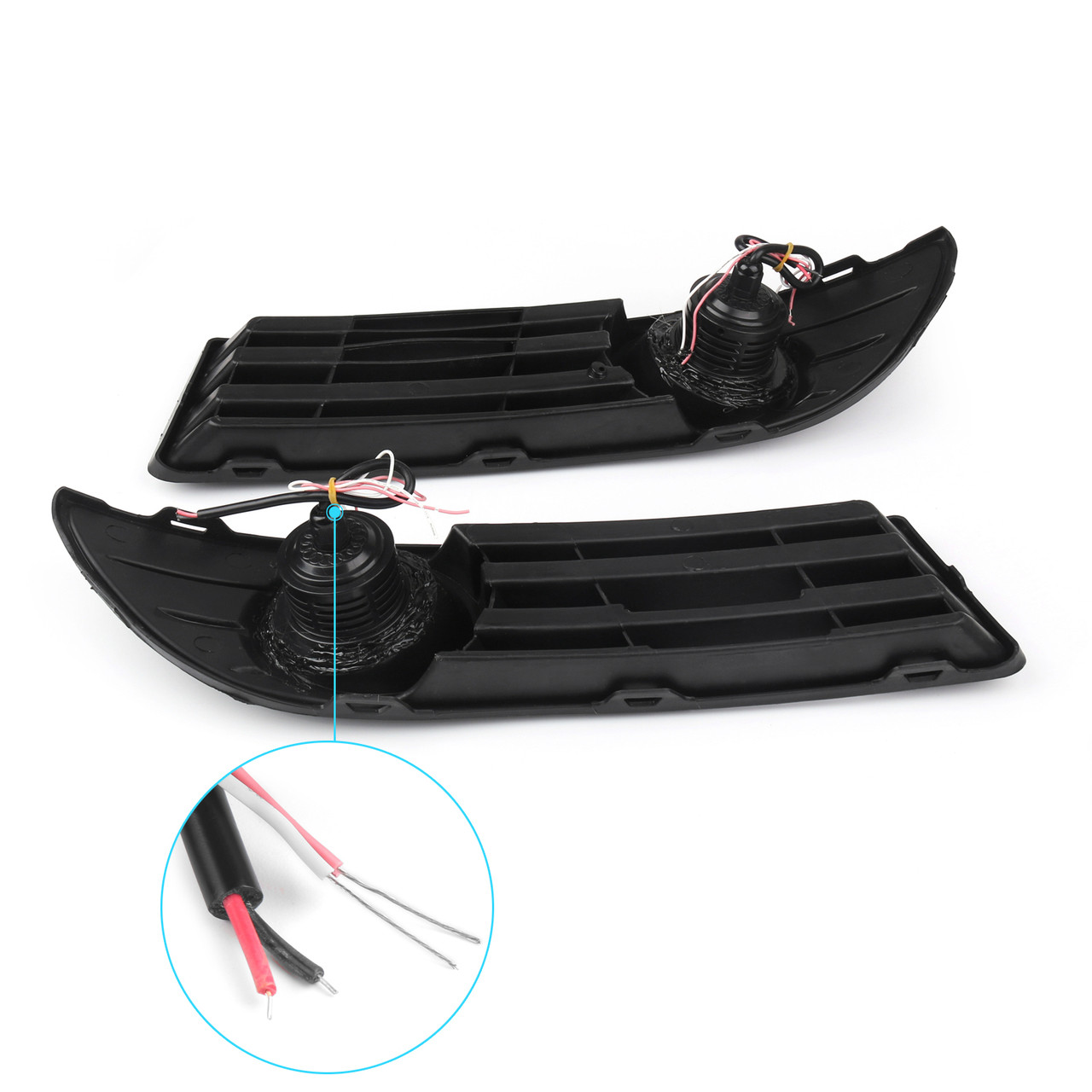 PAIR LED Fog Light Lamp Grille+Wiring Harness Kit Set For VW POLO (2005-2009) Black PAIR LED Fog Light Lamp Grille+Wiring Harness Kit Set For VW POLO (2005-2009) Black