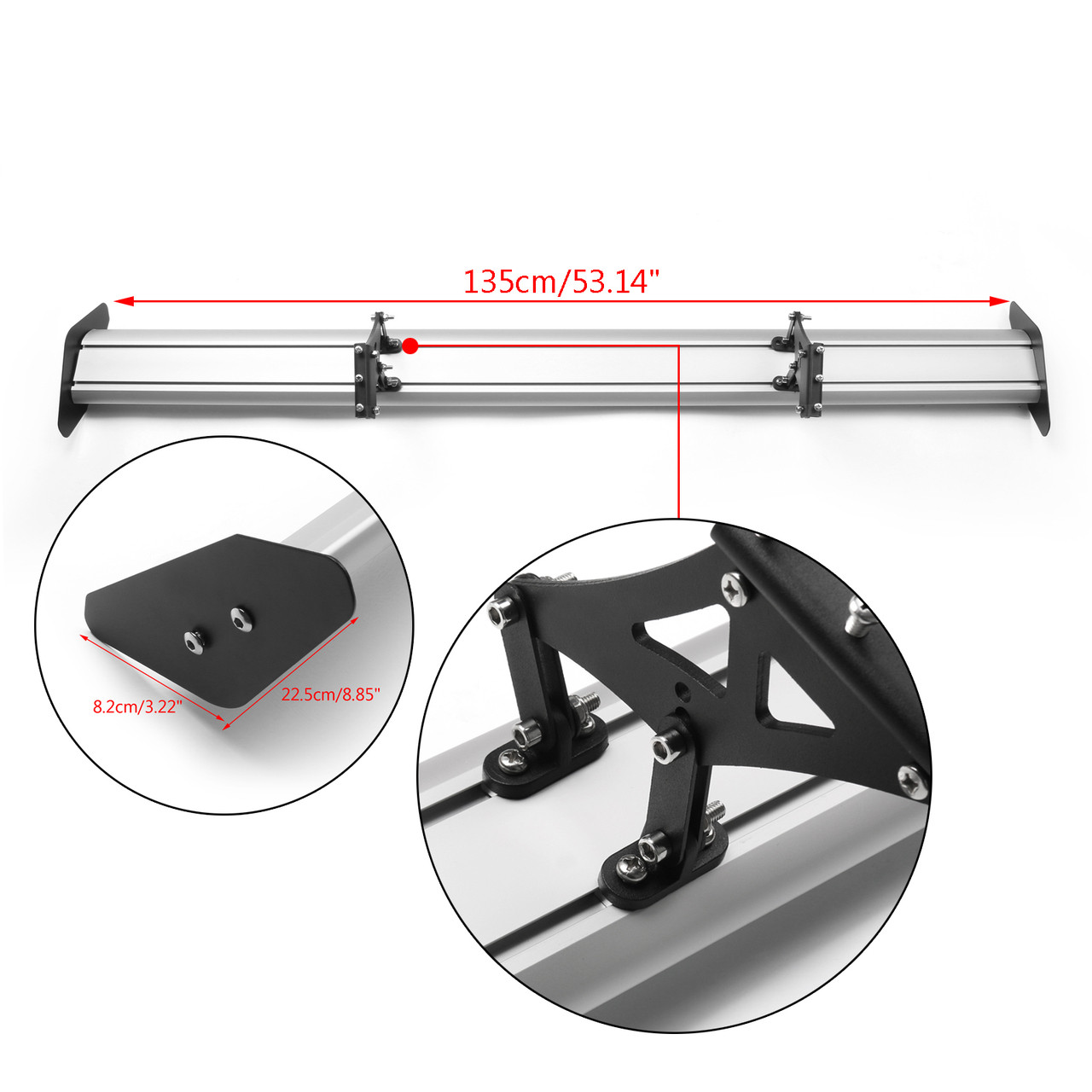 135cm Universal Hatch Adjustable Aluminum GT Rear Trunk Racing Spoiler ...