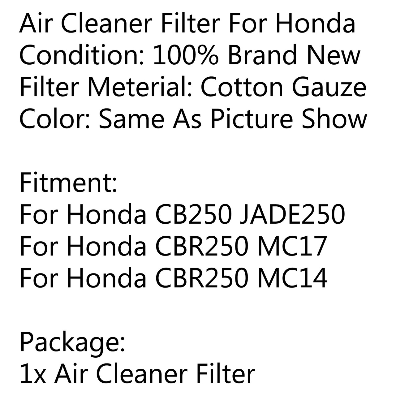 Air Filter Air Cleaner For Honda CB250 JADE250, CBR250 MC17, CBR250 MC14