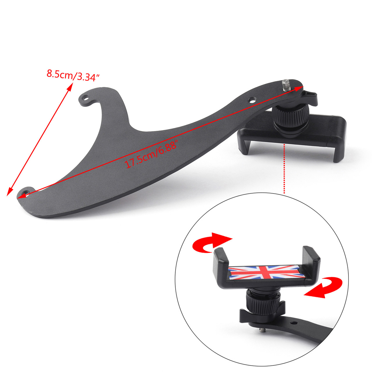 360 Rotation Car Phone Mount Cradle Holder Stand For Mini Cooper F54 F55 F56, Red Union Jack