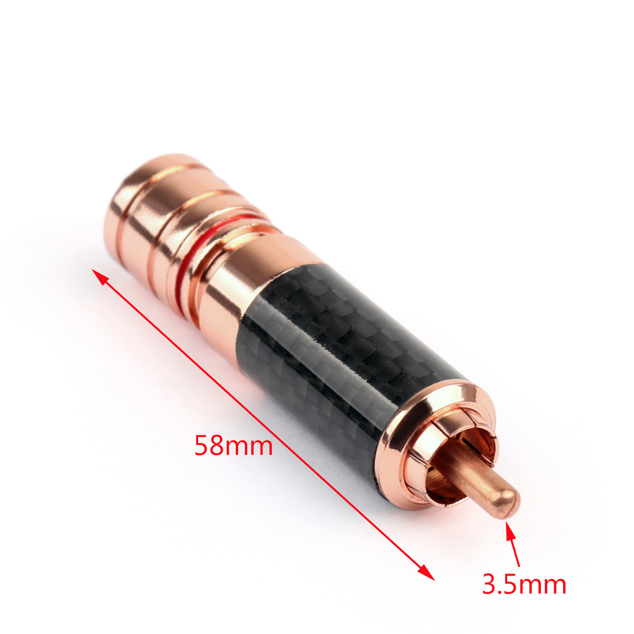 1PC Copper Carbon fiber RCA Plug Gold Plated Audio Adapter Connector, Red