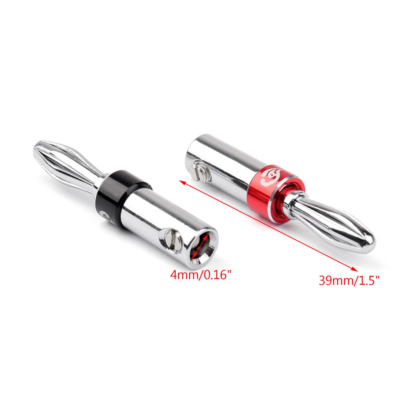 1Set Banana Plug Rhodium-plated Speaker Cable Wire Audio Connector, Black/Red