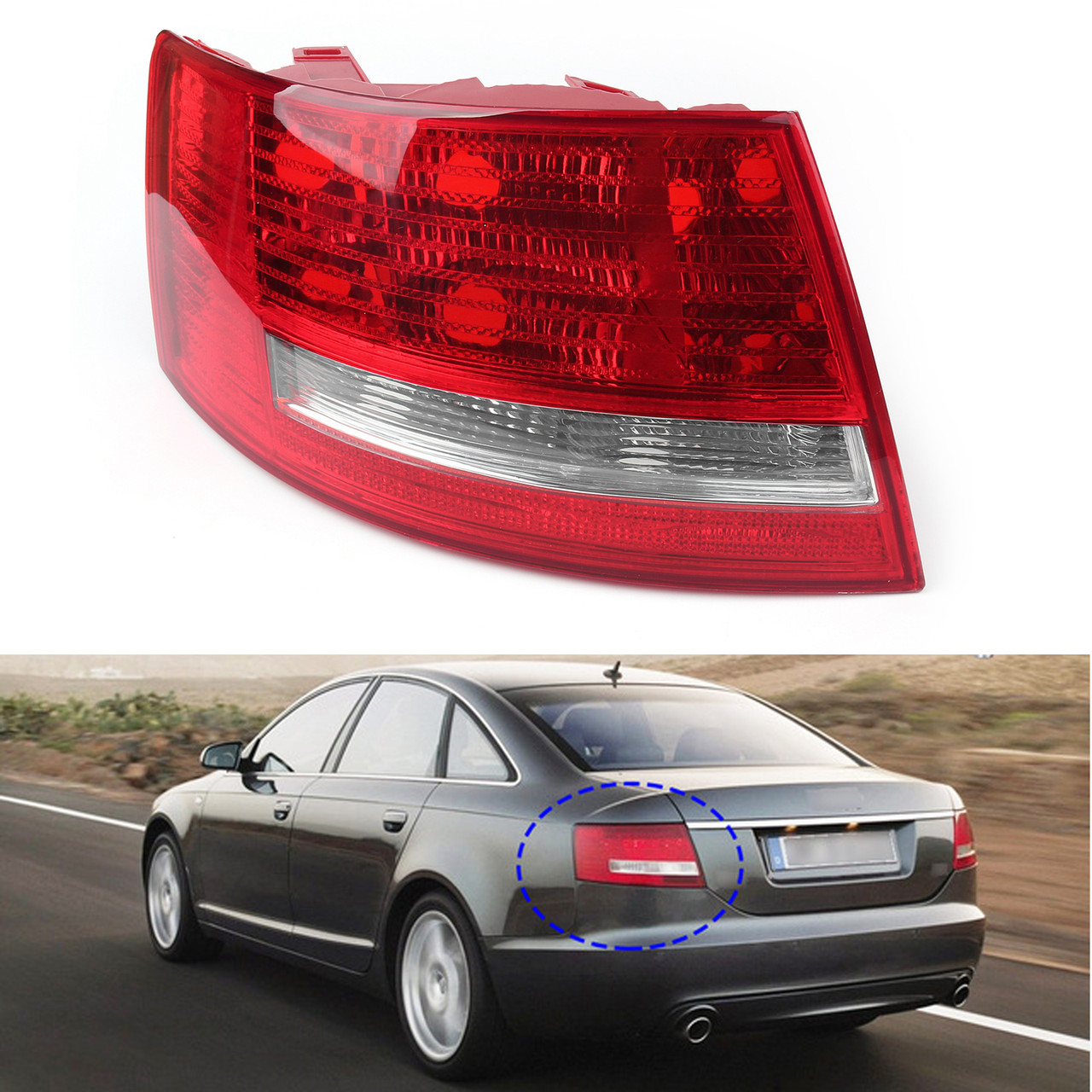 Left Driver'S Side Tail Light Cover For Audi A6 Quattro S6 06-08 Halogen