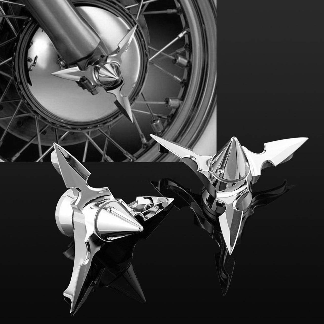 AQ -永久- / GET IN THE RING Spun Blade Spinning Front Axle Cap Nut Cover For Harley