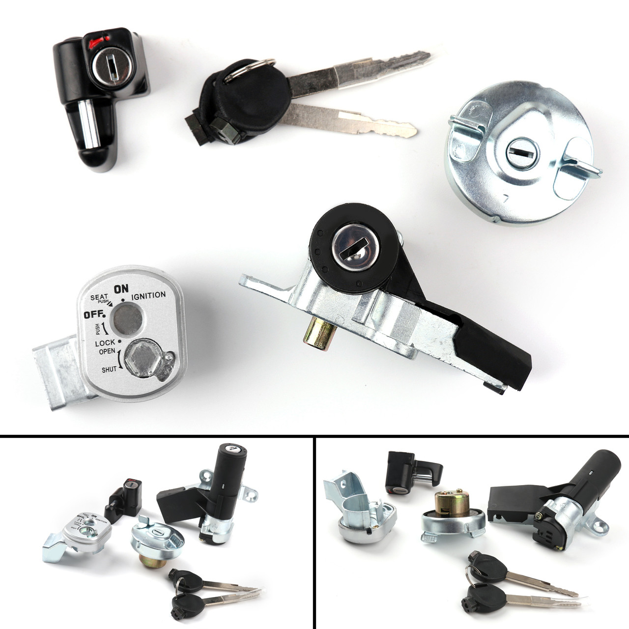 Ignition Switch Fuel Gas Cap Seat Lock Key Kit For Honda NPS50