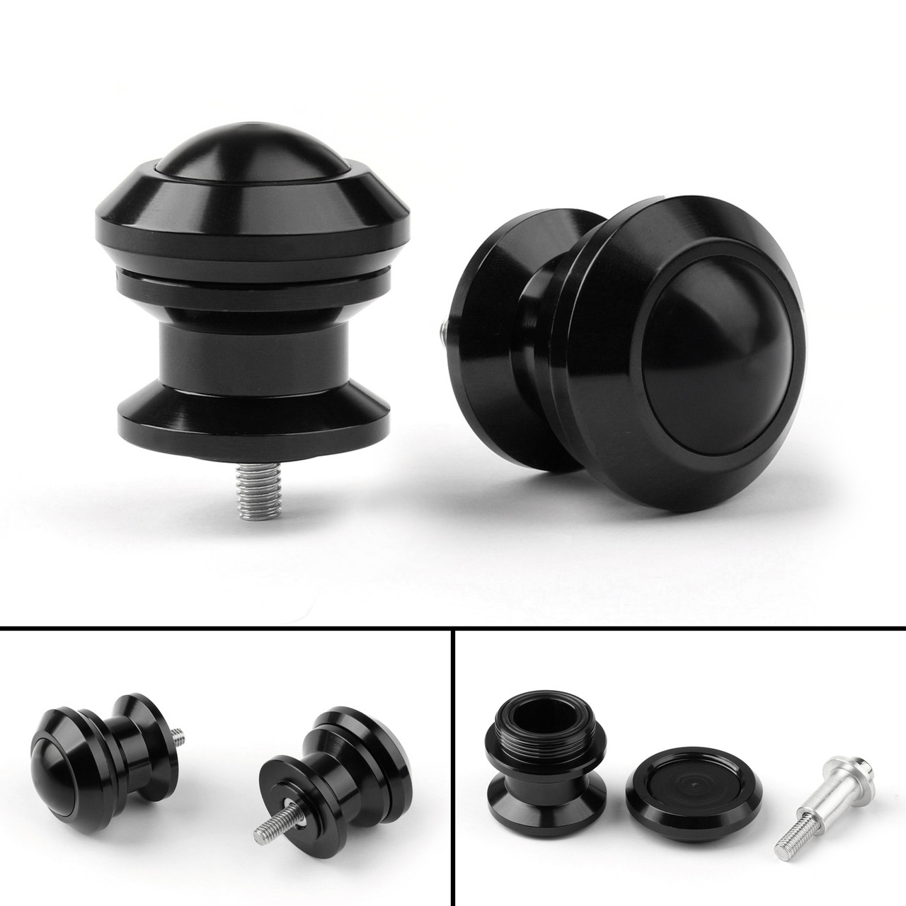 Pair 6mm Swingarm Sliders Spools For Yamaha MT01 MT09 YZF-R3 R1 MAX 530 Black