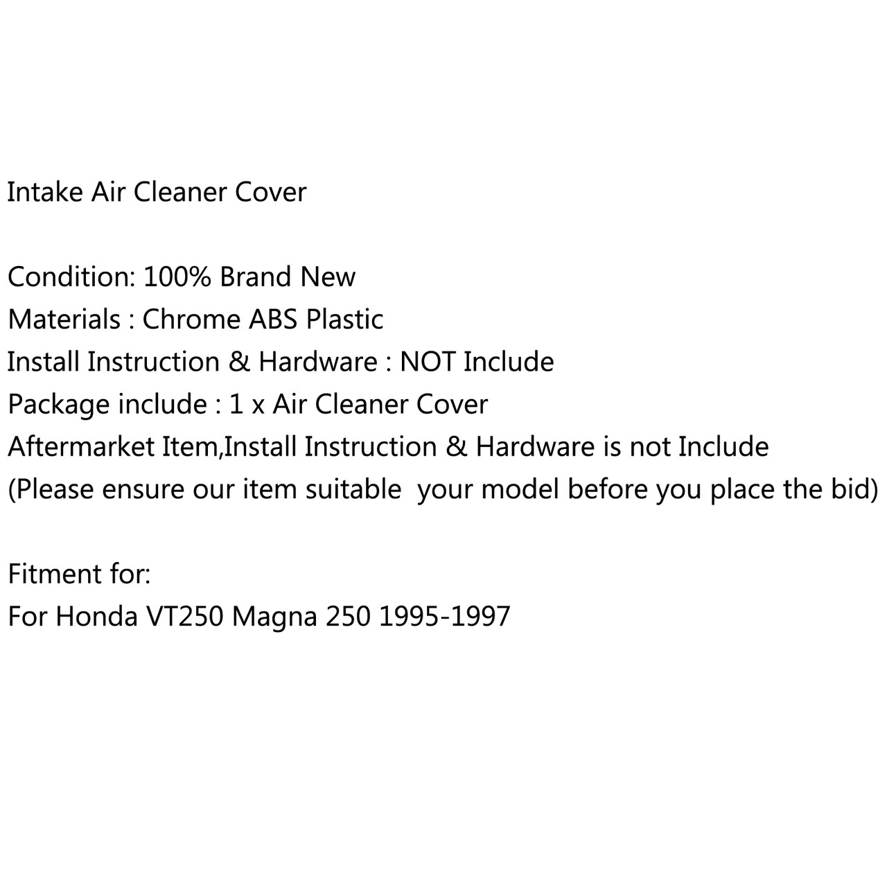 2x Air Cleaner Cap Carburetor Side Cover For Honda Magna 250 VT 250C MC29 95-97 Chrome