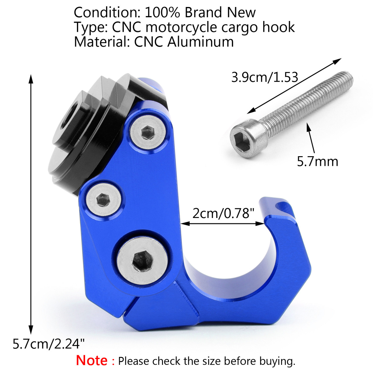Carry Helmet Bottle Hanger Holder CNC Aluminum Alloy Hooks for Yamaha NMAX 155 2015-2018 Blue