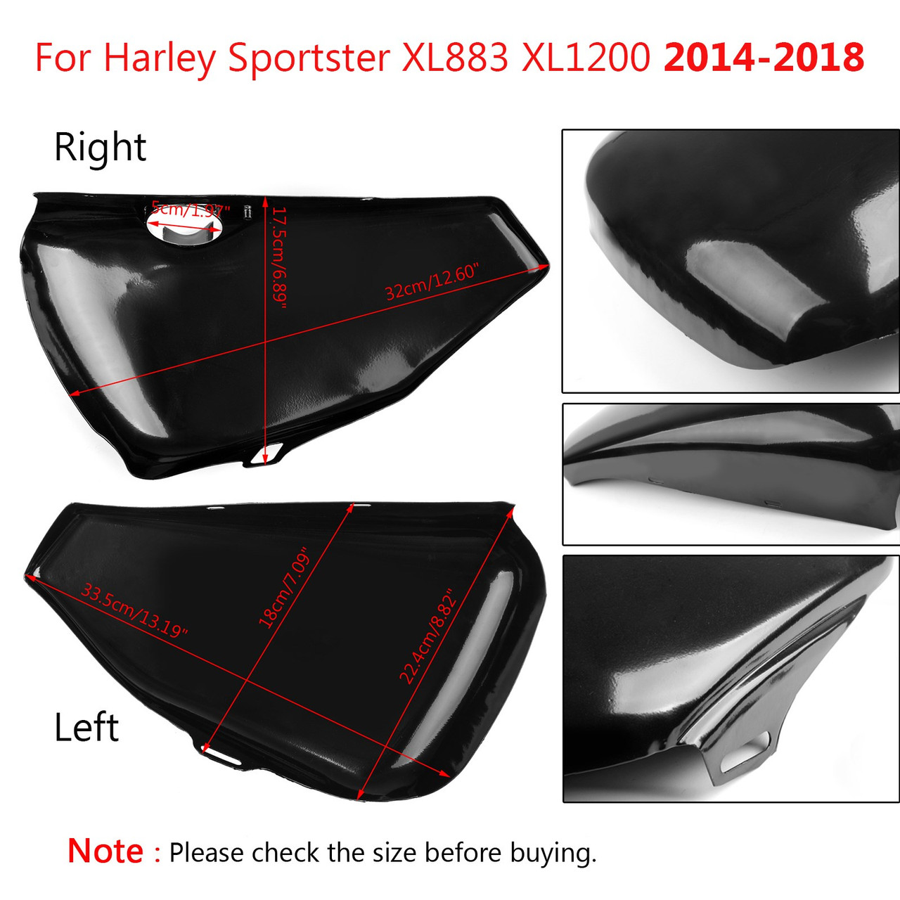 1 pair L&R Side Battery Cover Fit For Harley Sportster XL883 XL1200 2004-2013