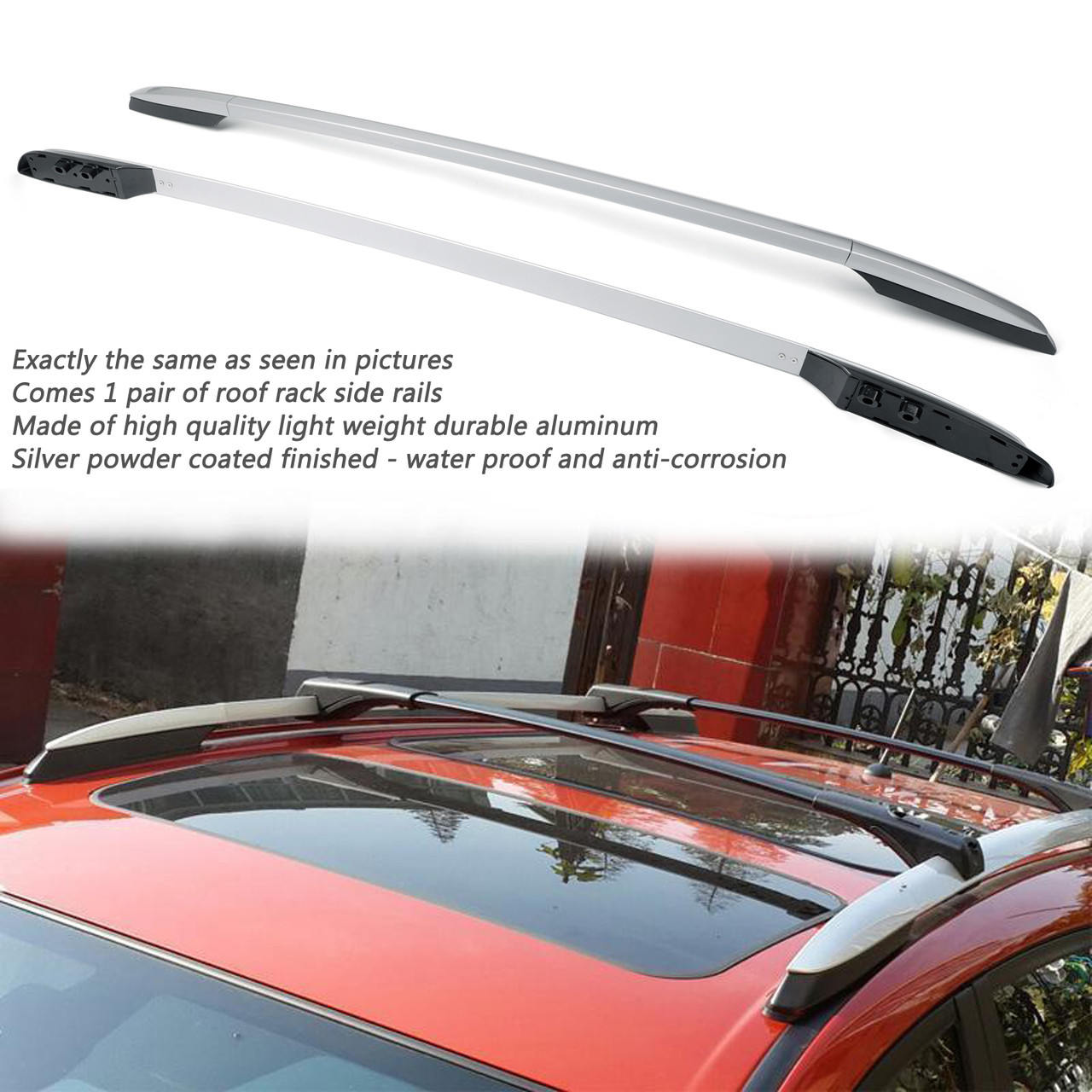 Aluminum Factory Top Roof Rack Side Rails Bar E For Toyota RAV4 2013-2017