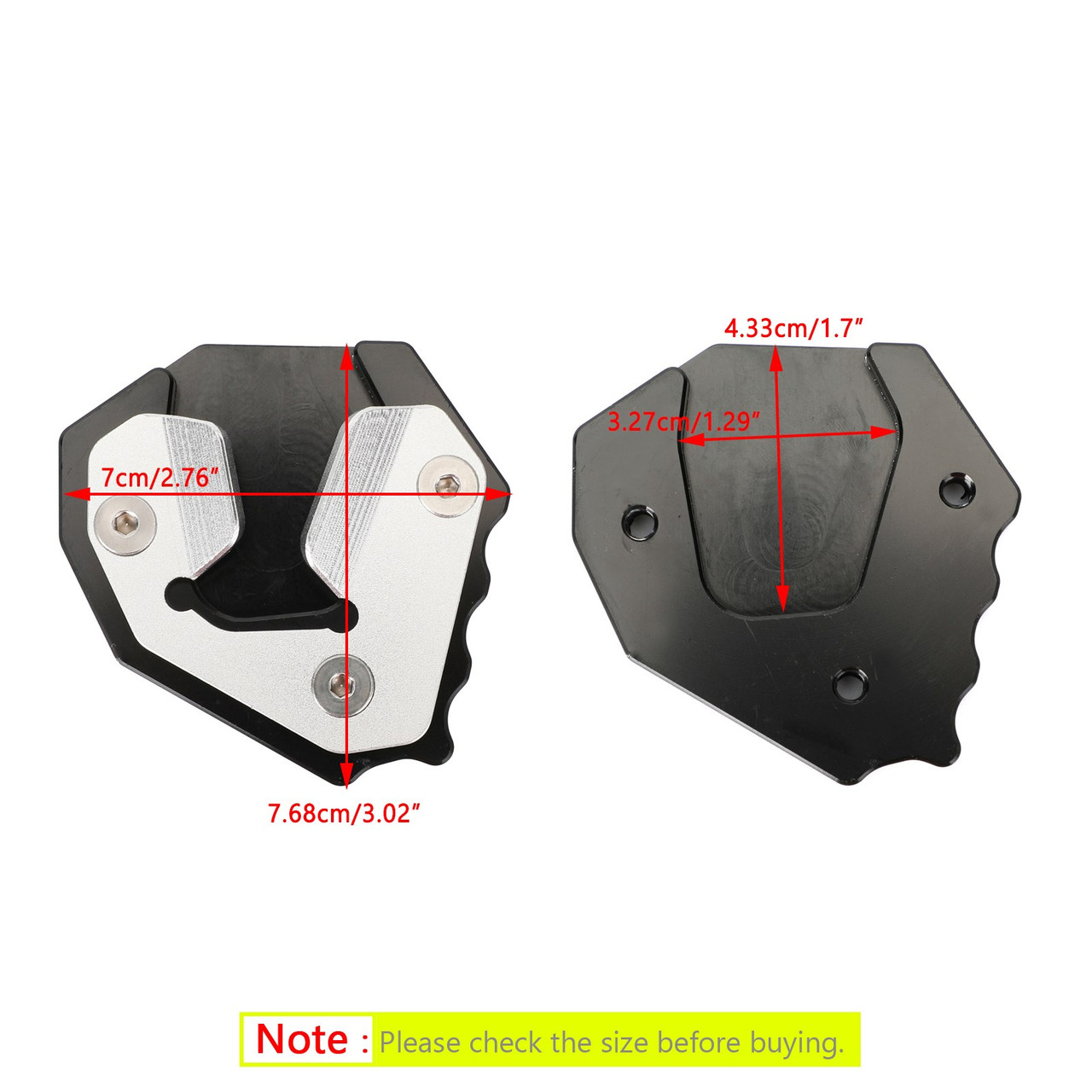 CNC Kickstand Sidestand Stand extension enlarger pad For BMW S1000XR 2015-2017 Black