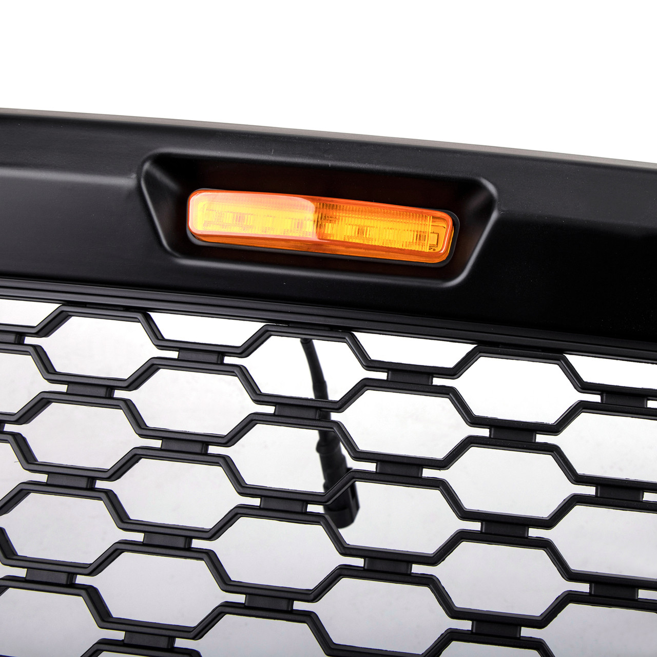 LED Grille Repalcement Upper ABS Grill For Ford F150 2018-2019 Black Amber With Logo