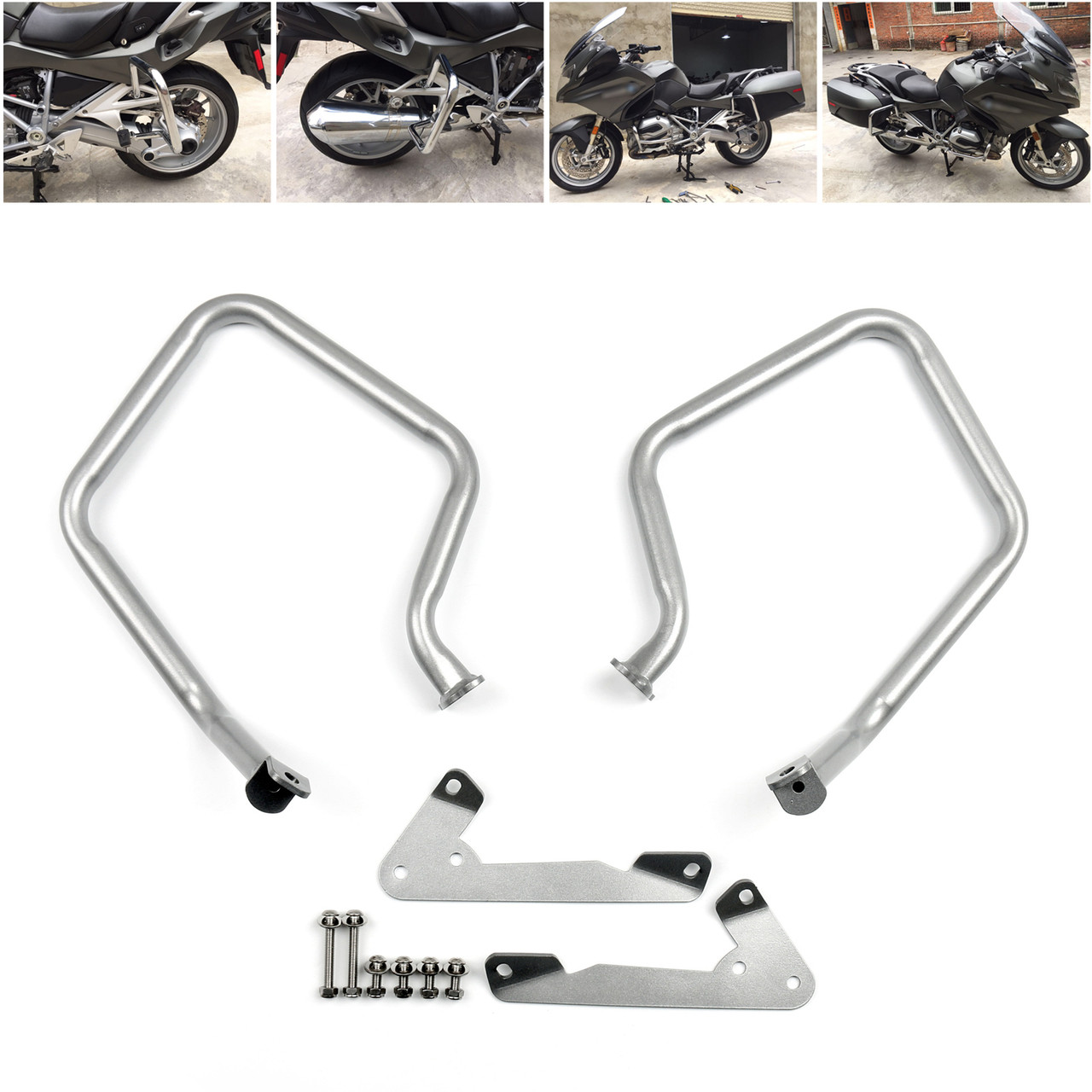 Rear Engine Guard Crash Bars Heed For BMW R 1200 RT R1200RT 2014-2016 Silver