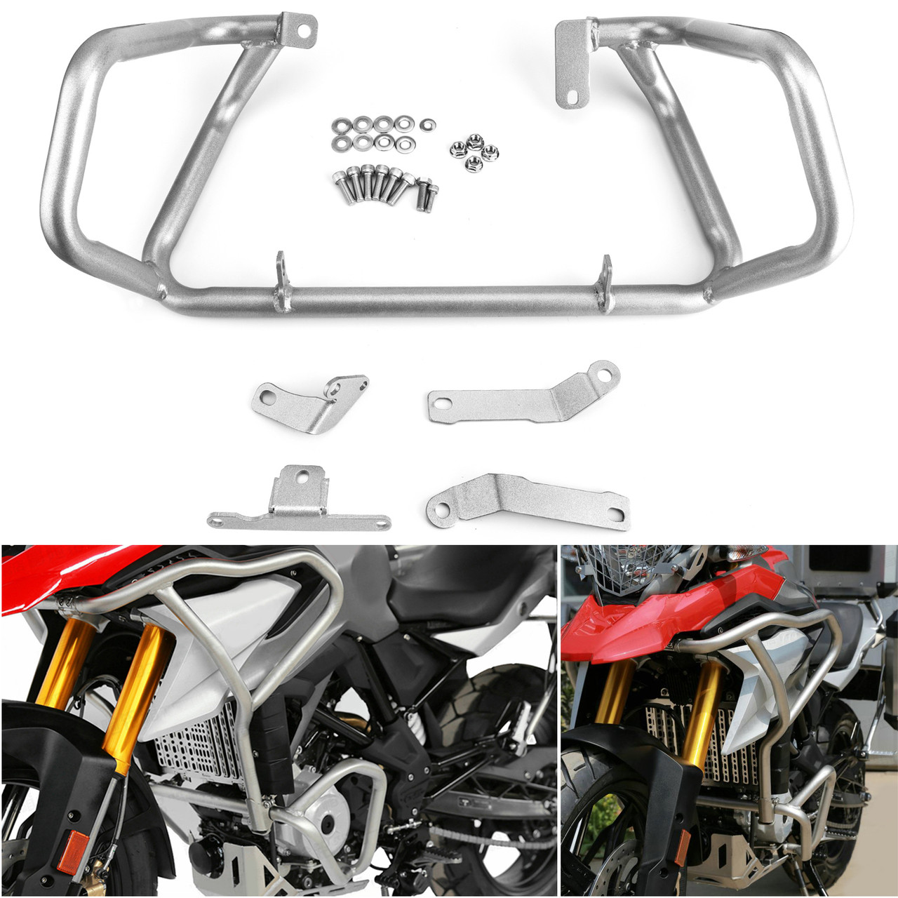 Engine Guard Crash Bar Upper + Lower Kit For BMW G310R 17-18 G310GS 2018 Silver