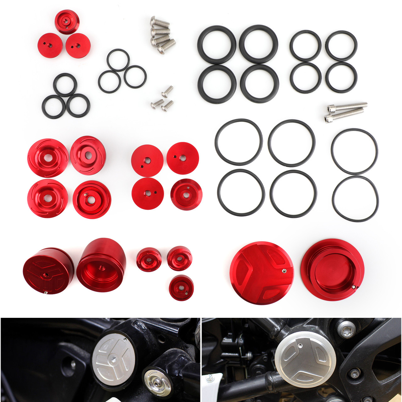 Upper Frame Plugs Caps Covers Set CNC Aluminum For BMW R1200GS ADV LC 13-19 Red