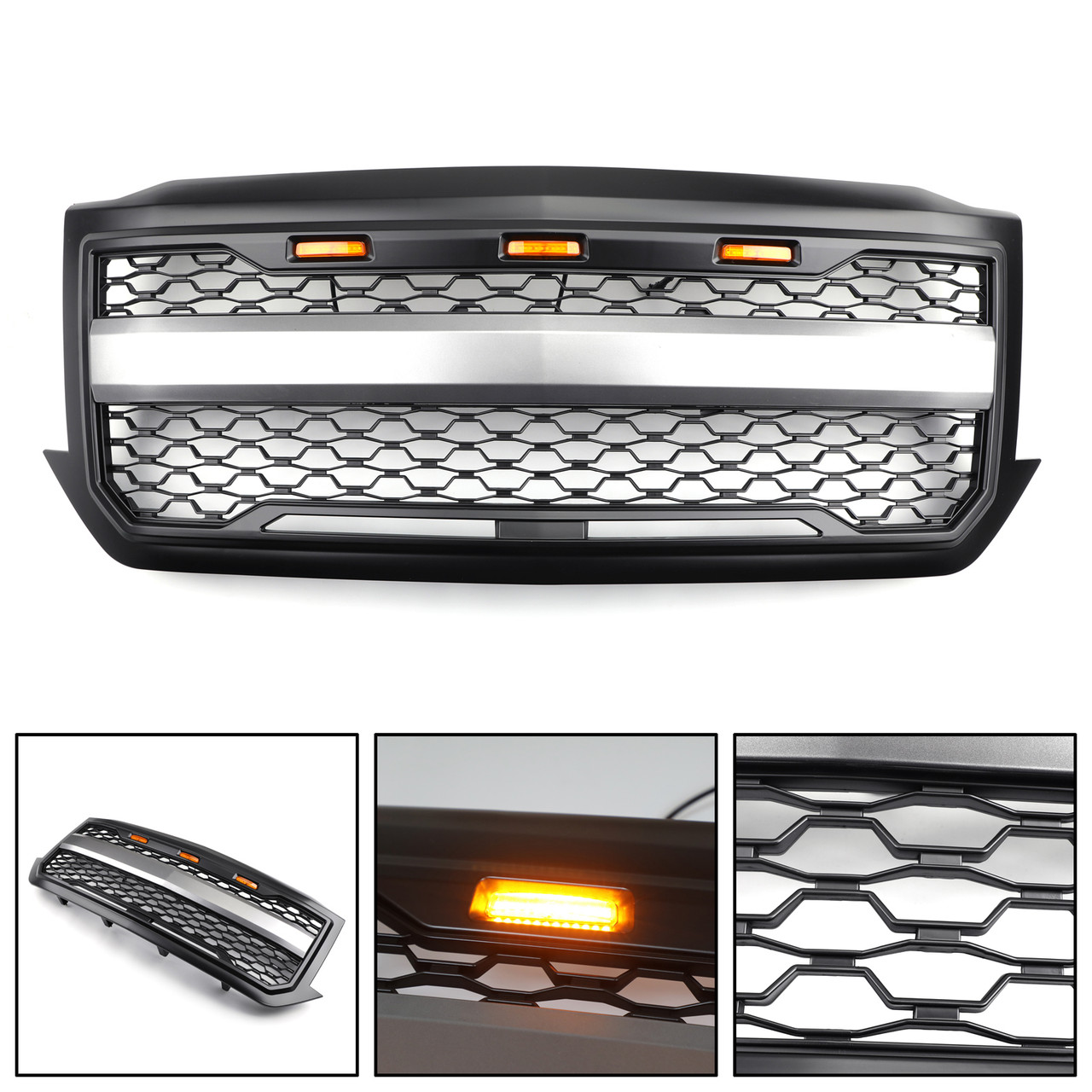 LED Front Grille For Chevrolet Silverado 1500 2016 2017 2018 Black