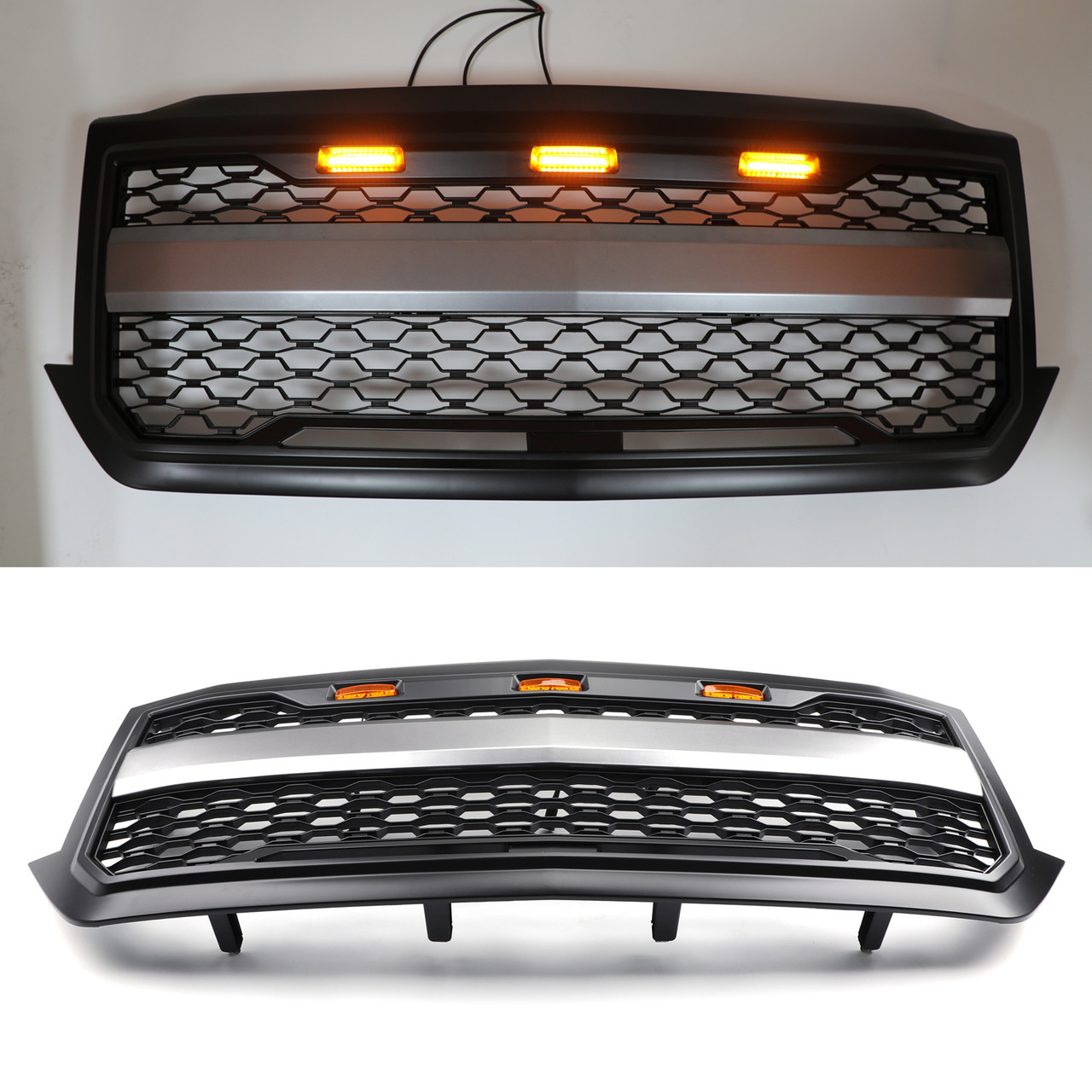LED Front Grille For Chevrolet Silverado 1500 2016 2017 2018 Black