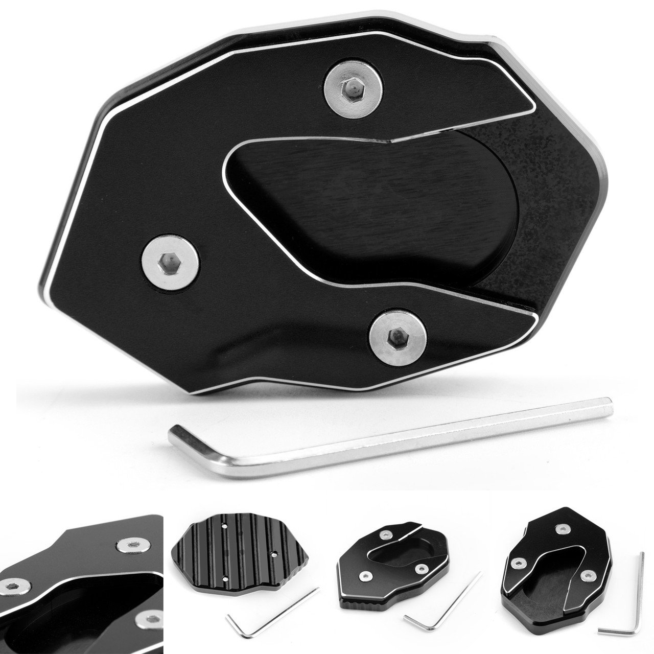 Kickstand side stand extension enlarger pad For KAWASAKI Versys-X300 17-18 Black