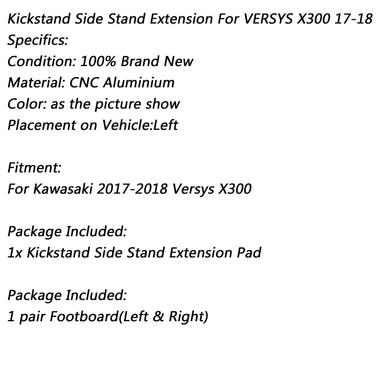 Kickstand side stand extension enlarger pad For KAWASAKI Versys-X300 17-18 Black