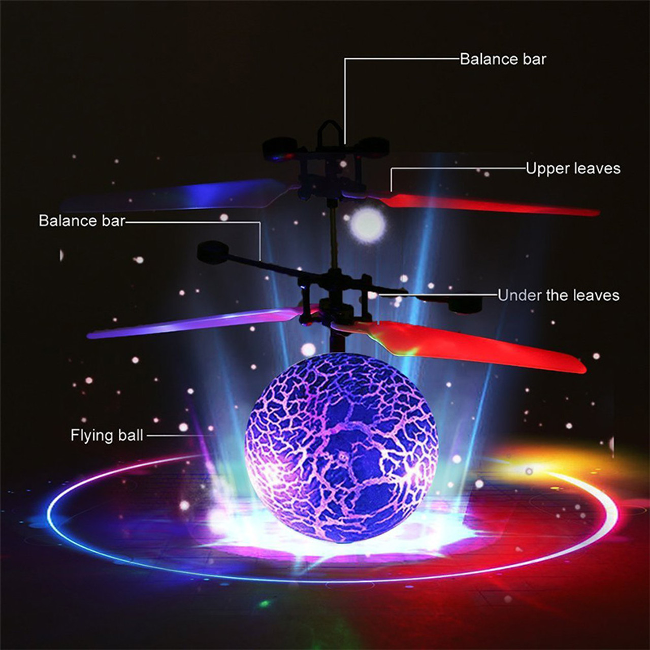 RC LED Cracked Crystal Flying Ball Induction Helicopter Infrared Sensor Toy