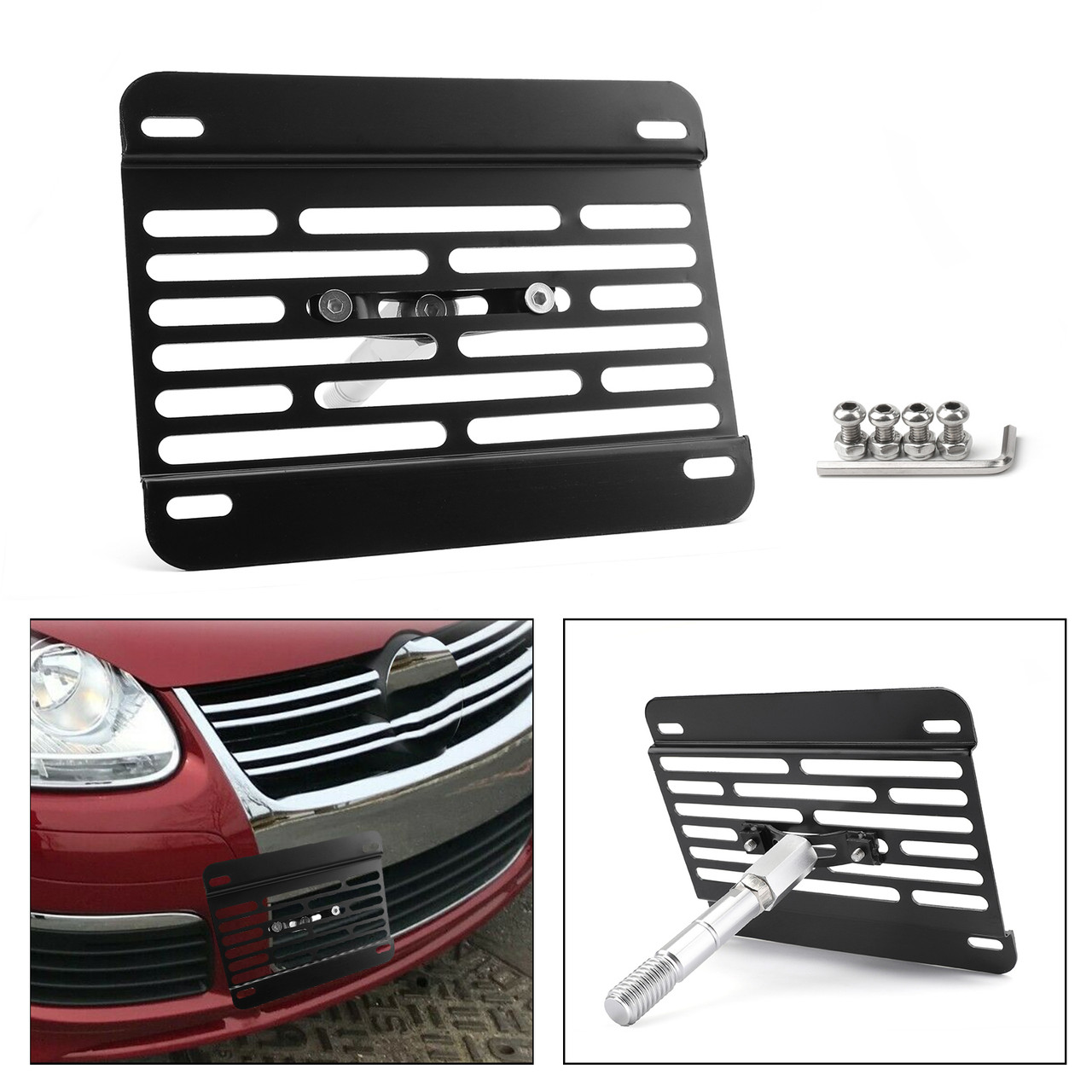 Front Bumper Tow Hook License Plate Mounting Holder Bracket For Volkswagen EOS 06-16 Jetta 06-09 B6 Passat 05-10 Black