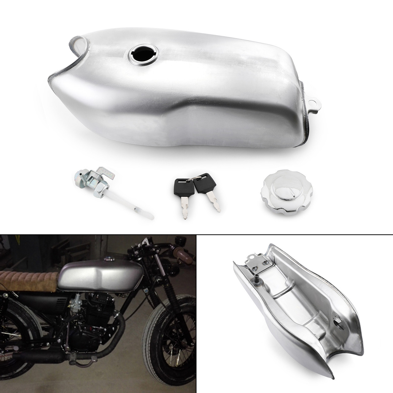 9L / 2.4 Gallon Gas Fuel Tank For Custom Cafe Racer BMW Honda Yamaha