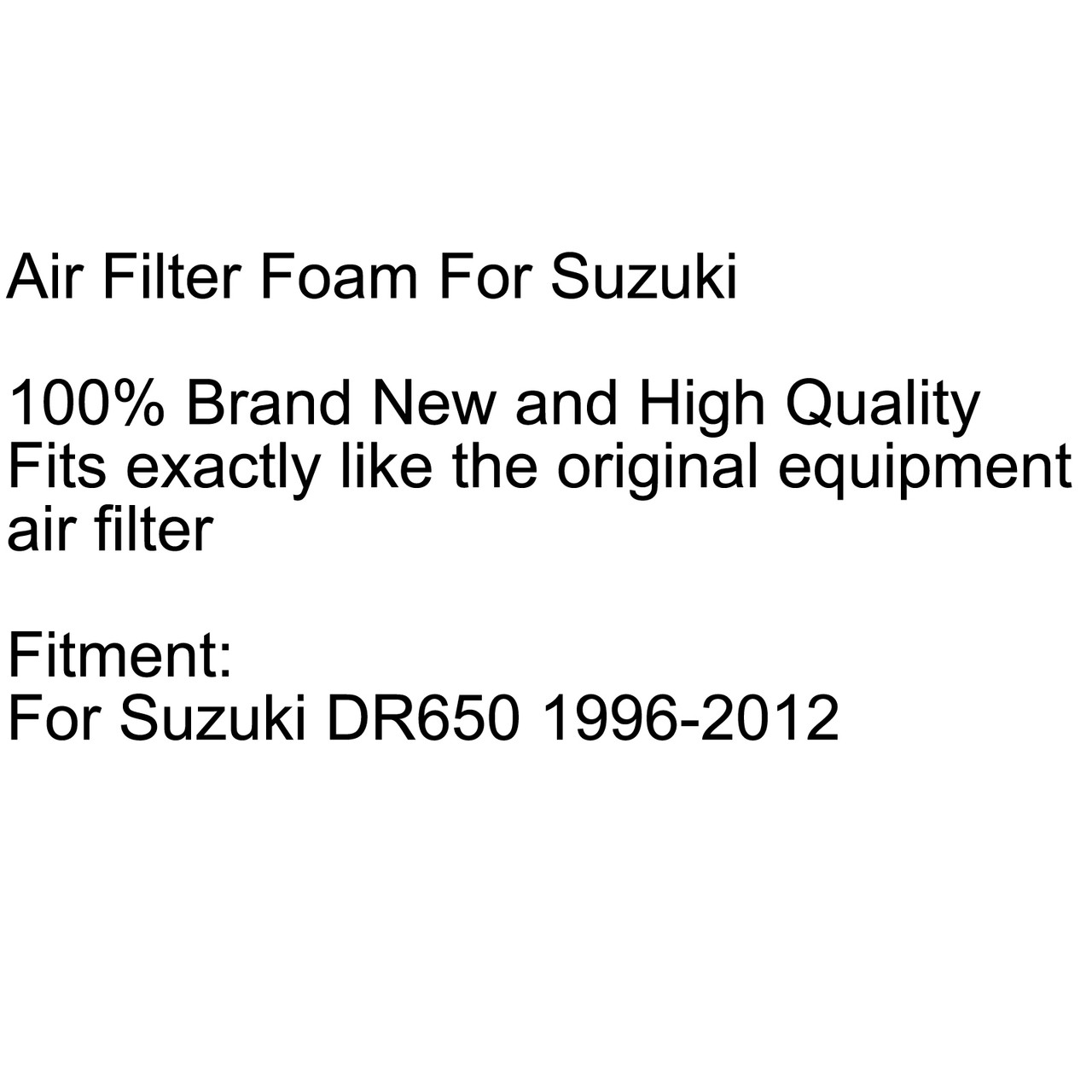 Air Filter For Foam Suzuki DR650 1996-2012 Yellow
